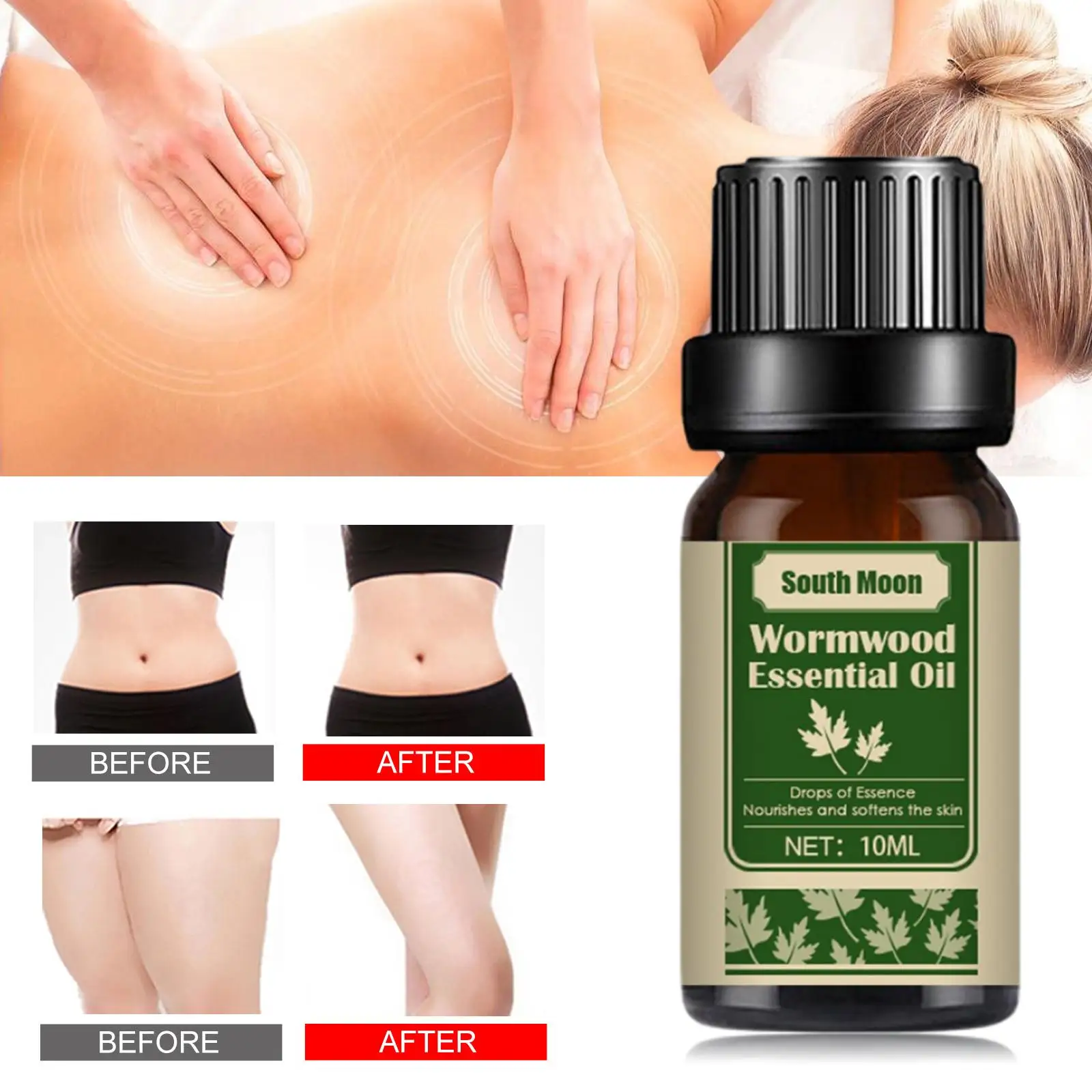 10ml Wormwood Essential Oil Softens Skin Hot Compress Body Massage Oil Gift
