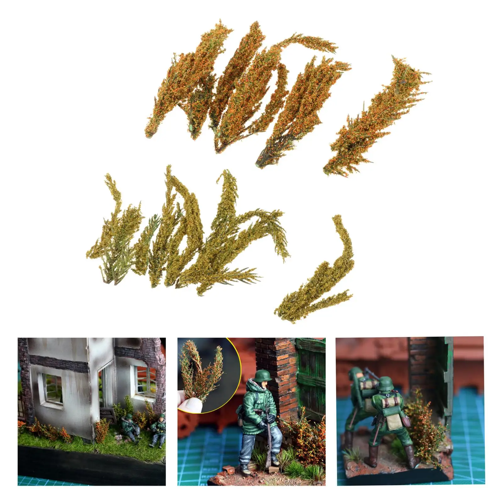  Long Shrub Vegetation groups Bush Miniature Grass Tufts Aritificial Plants for Model Train   Table Landscape