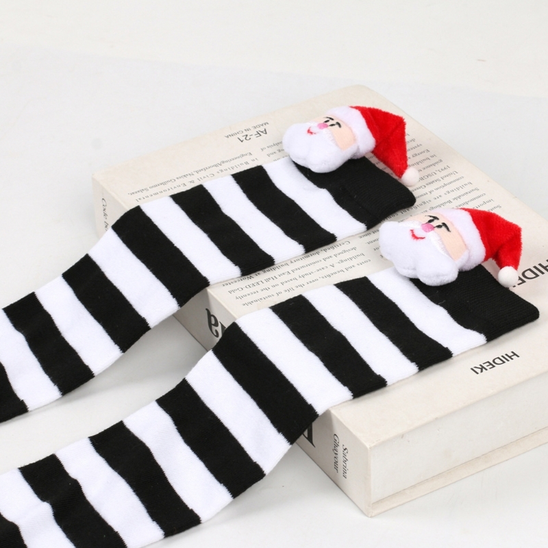 Warme Kinderstrümpfe für Weihnachten, oberschenkelhohe Socken, Festival, dehnbare Beinstulpen A2UB – Detail 4
