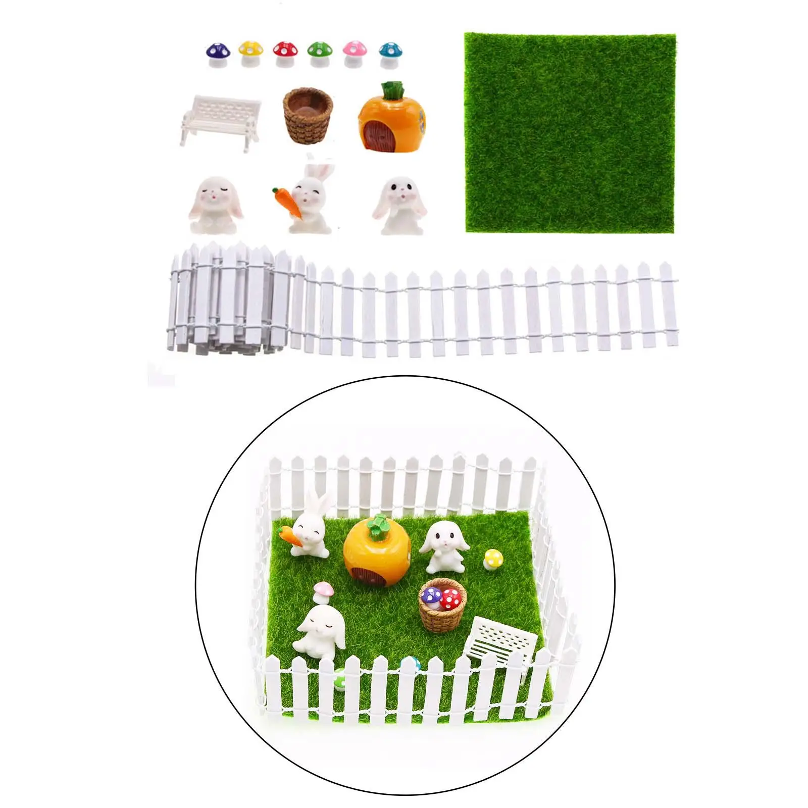 1:12 Scale Animal Figurine Garden Ornament Kits Mini Oranments