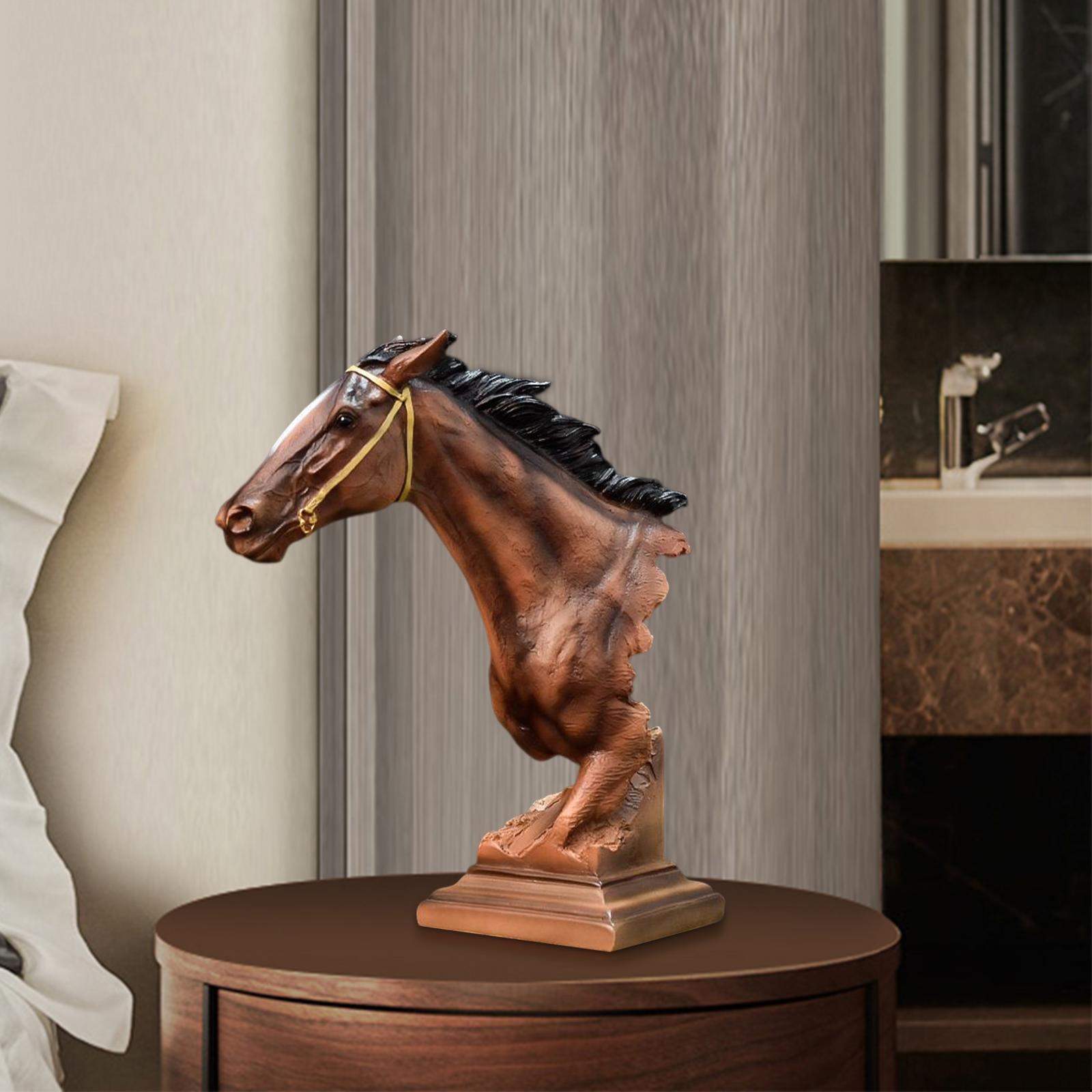 Horse Head Statue Animal Figurines for Dining Room Bookcases Tabletop Bedside Table