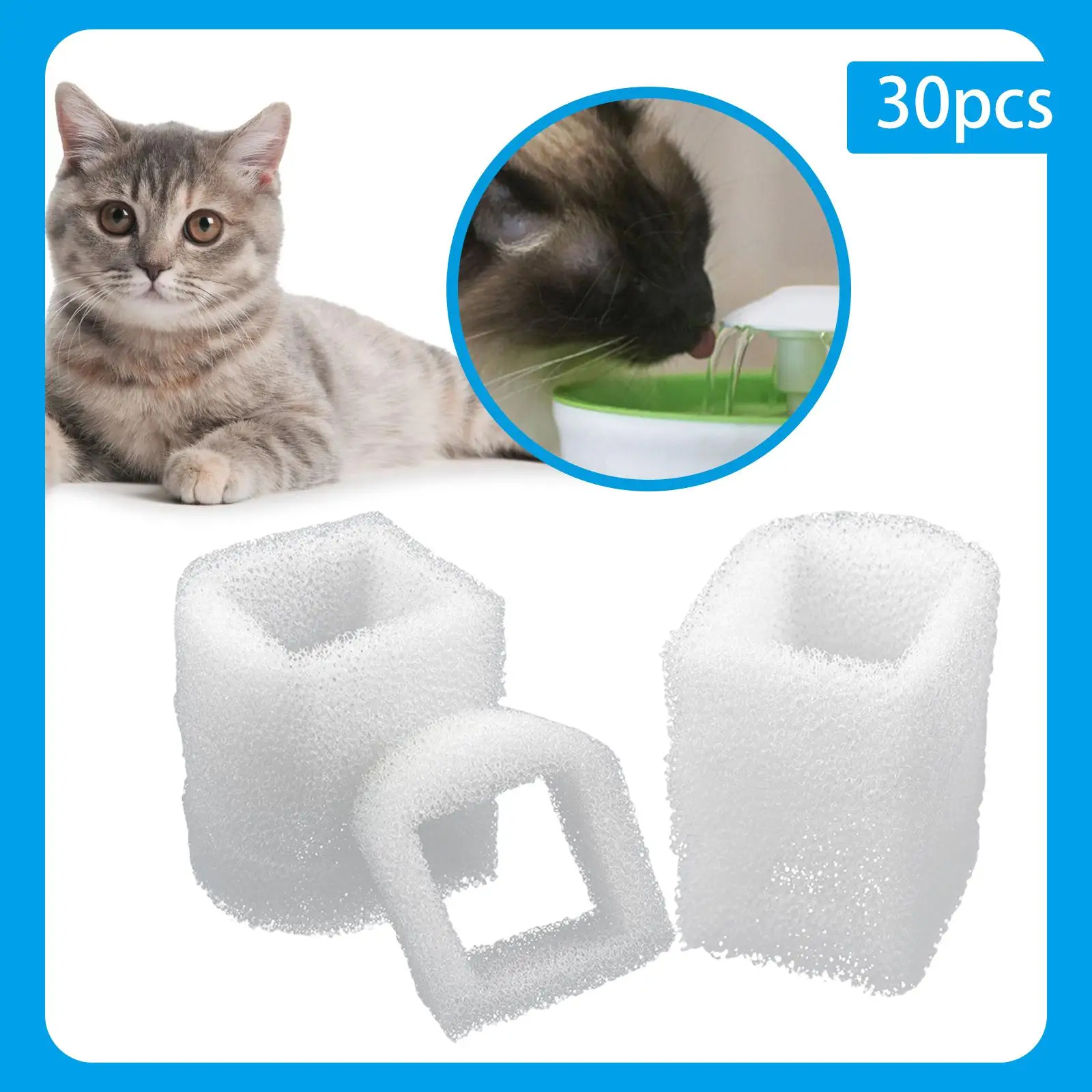 30Pcs Replace Filters Filter Element Water Dispenser Filter Element for Cat Water Fountain Feeding Station Waterer