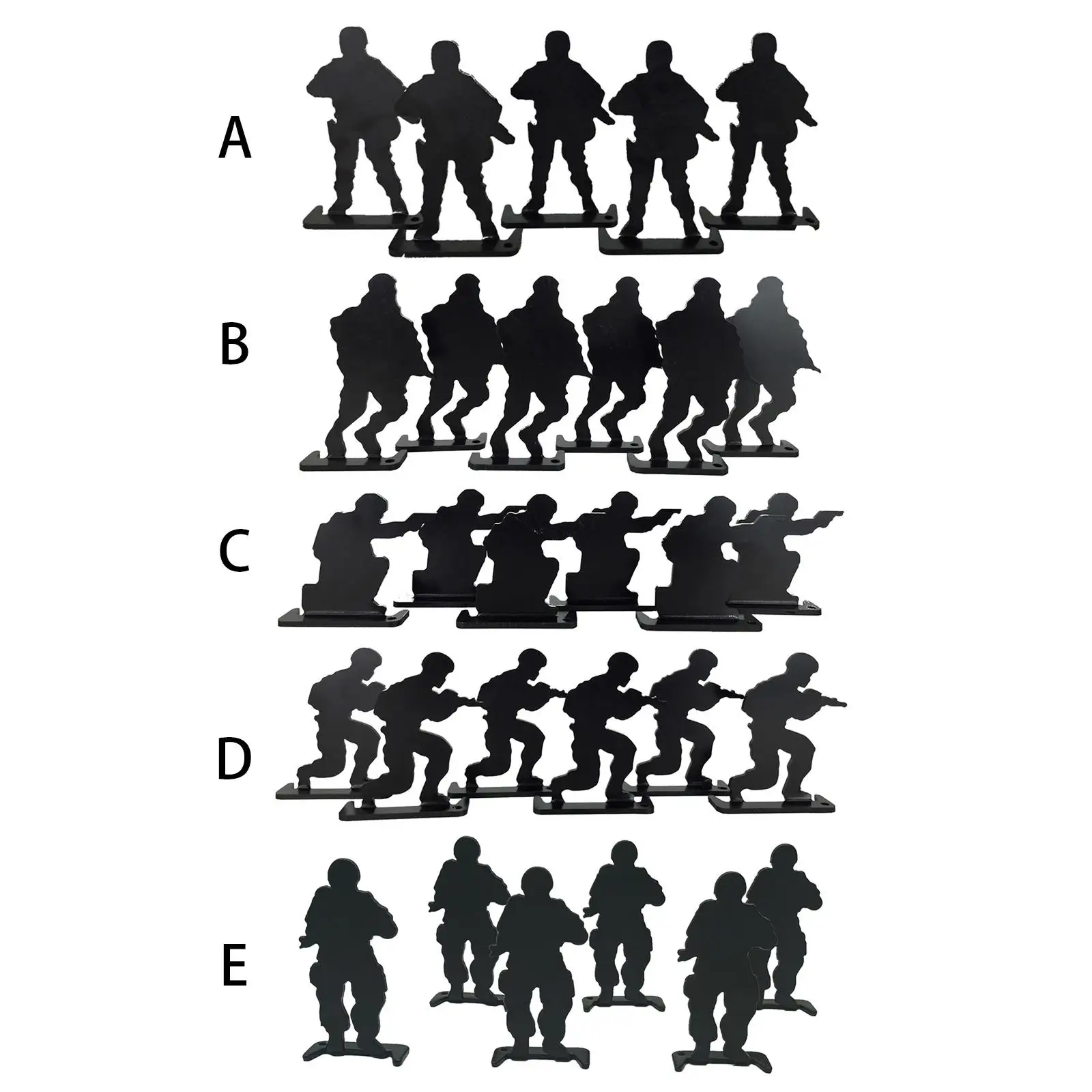 6x Durable Human Silhouette Target Set Soldier Shape Carbon Steel Metal Tool for Adult Hunting Practice Practicing Wall Shooting