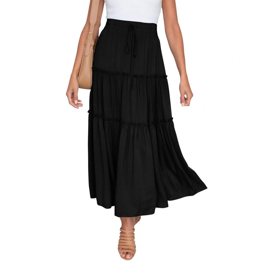 Title 5, Women Chiffon Pleated Skirt Large Hem High Wais...