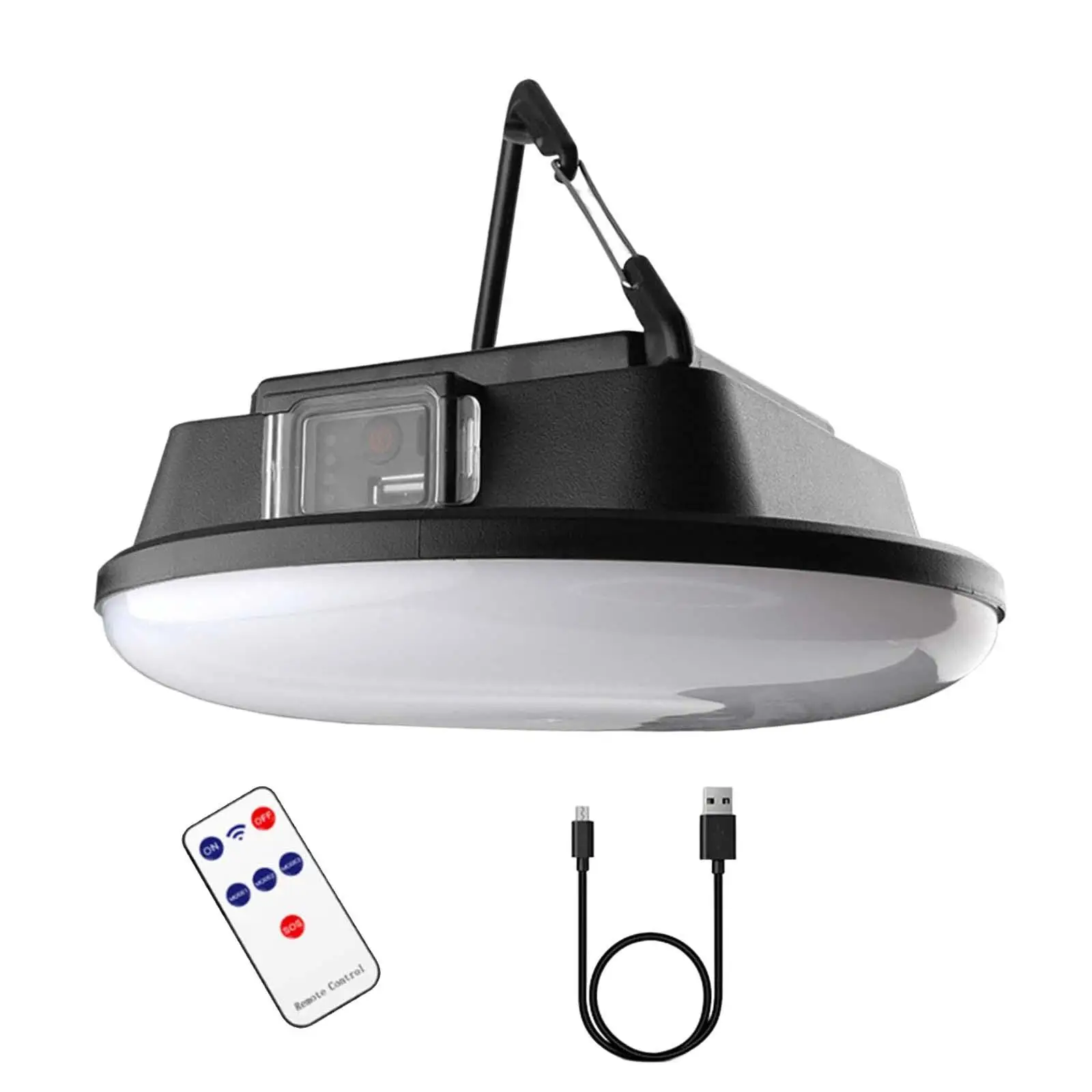 Solar Powered Camping Lantern Adjustable Lights USB Input Output Remote Control
