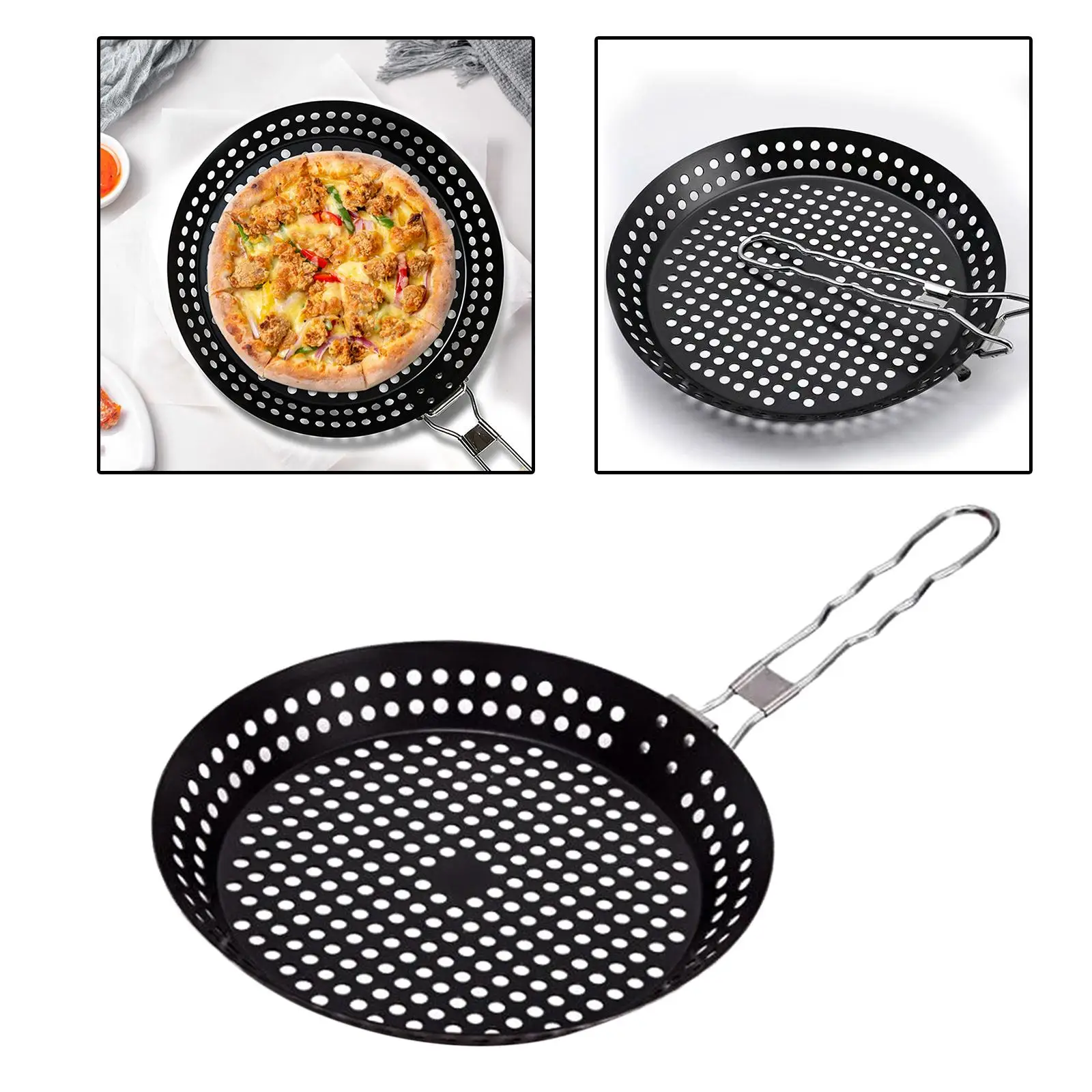 Portable Barbecue Basket Roasting Plate Barbecue Plate for Pizza Chicken Seafood