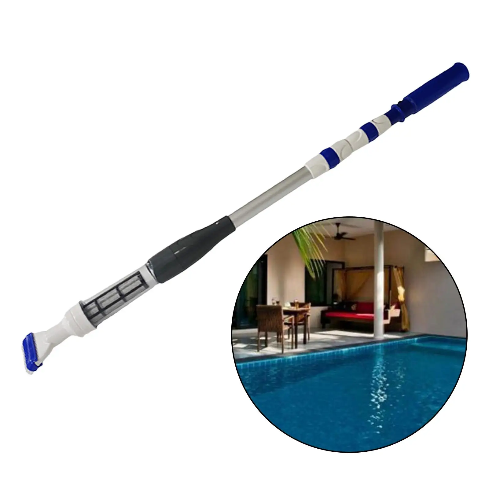 Aluminum Handheld Spa Swimming Pool Vacuum Extendable Pole Battery Powered