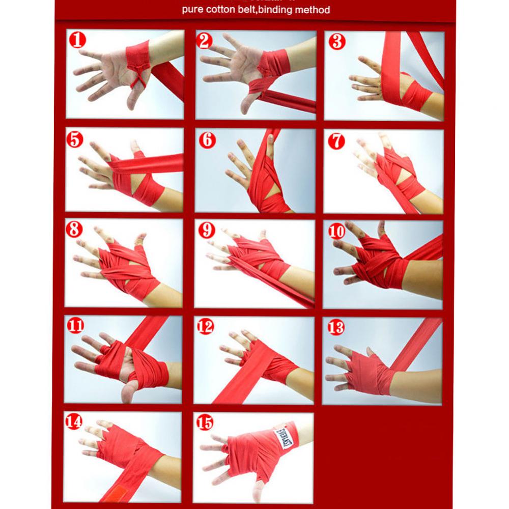 Description Picture 2 of item2.5mx5cm Boxing Sports Cotton Strap Bandage Cover Muay Taekwondo Hand Glove Wrap Protector De Boxeo