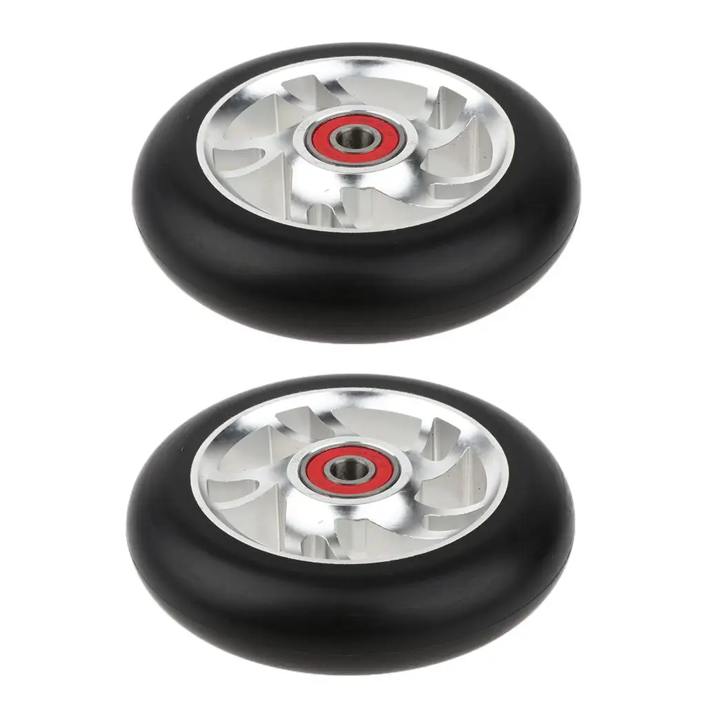 2pcs Replacement 100mm Kick/Scooter Wheels with Bearings & Bushings