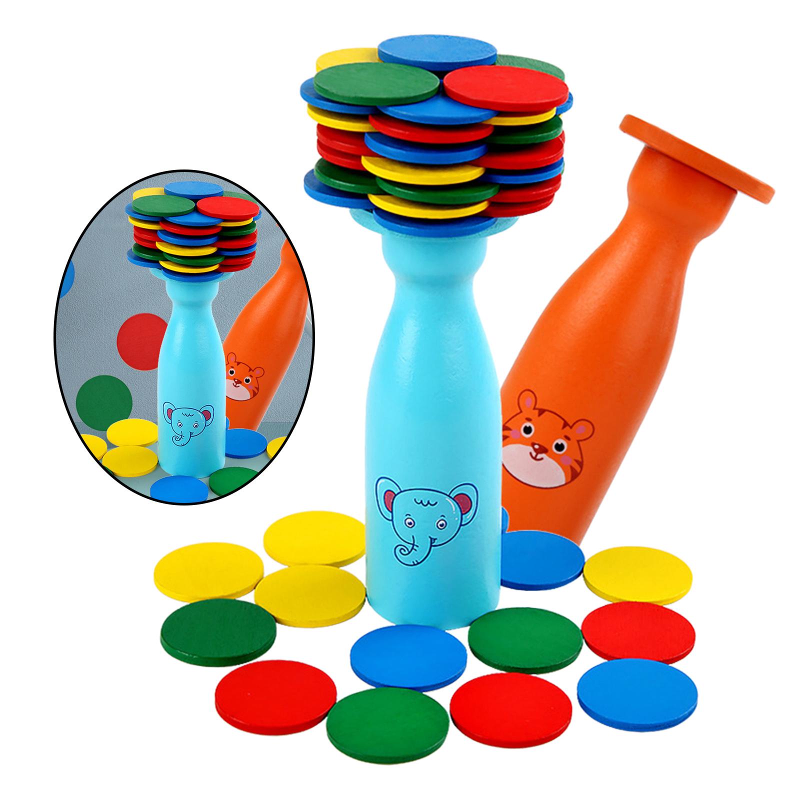 Colorful Wood Stacking Balancing Game Discs Early Educational Brain Toy Gift