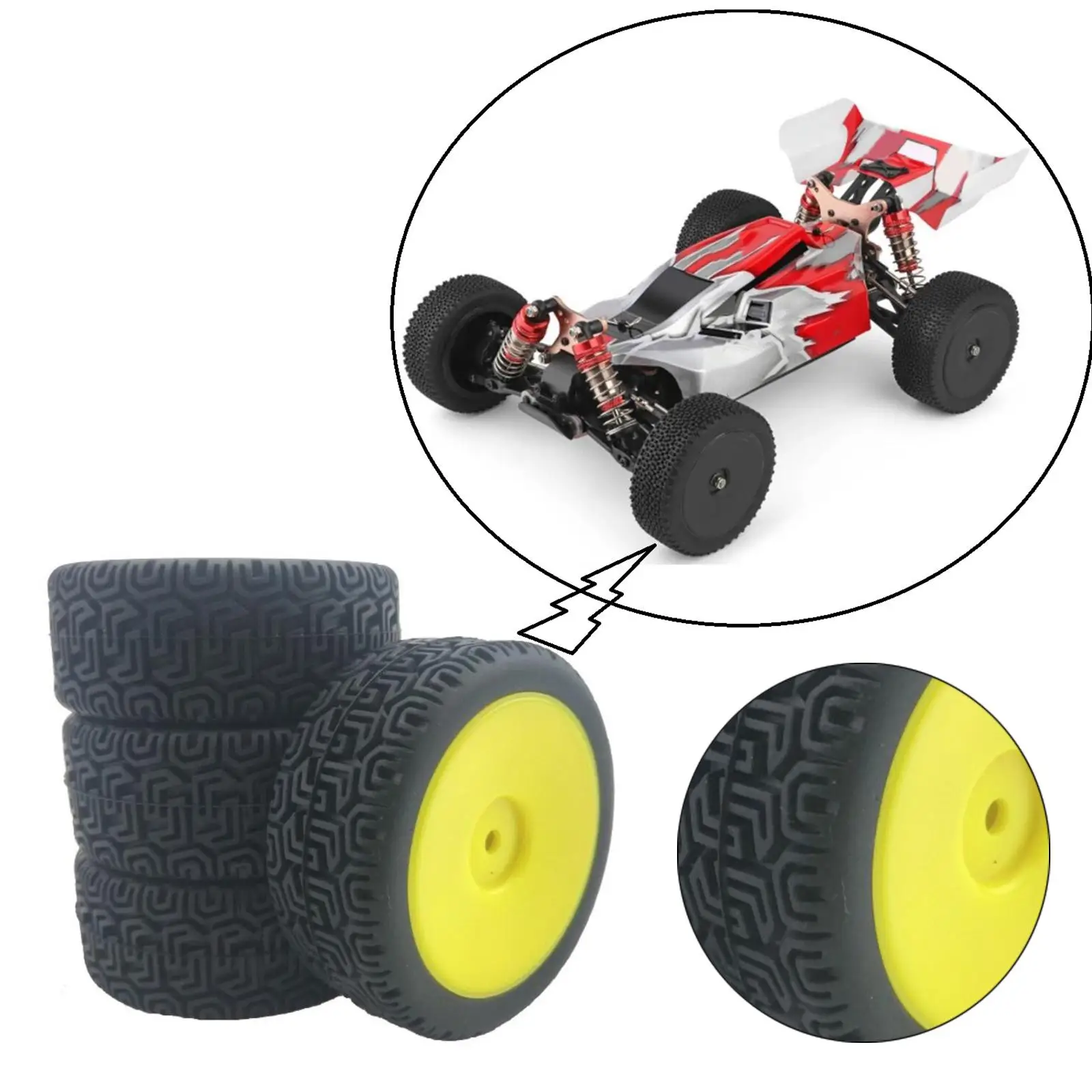 4/Pack RC Tires 66 Rubber Tyre Set for  144001 1/14 RC  1:18 1:16 1:10 RC Buggy Crawler   Cars Spare accessories