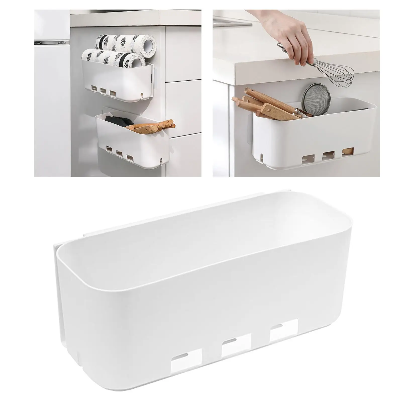 Self Adhesive Sliding Cabinet Basket Shower Organizer Shelf Baskets Organizer with Guide Rail for Pantry Bathroom Laundry Room