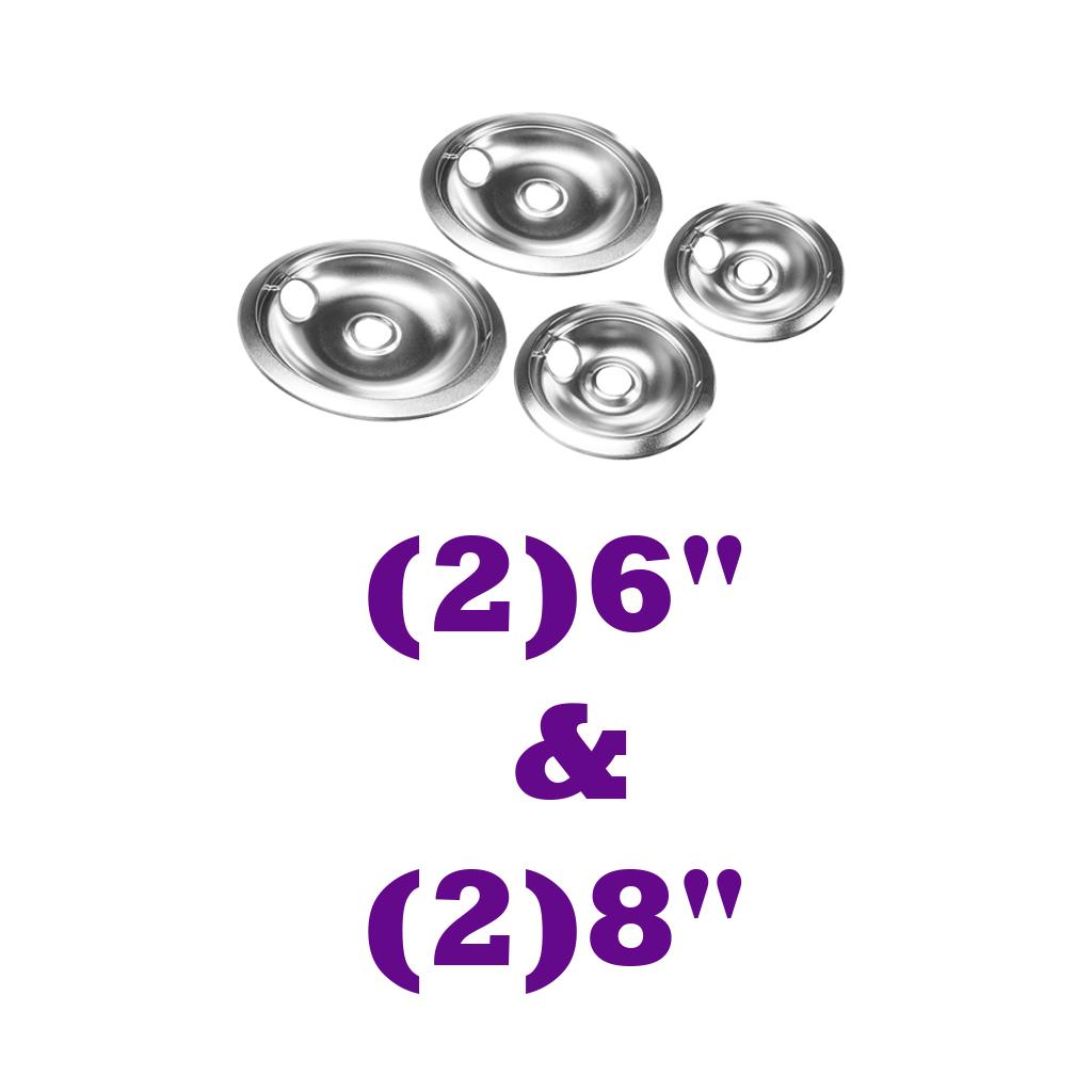 Replacement Drip Pans for Electric Range - 2 Large 8inch and 2 Small 6inch Drip Bowl Pans - Set of 4