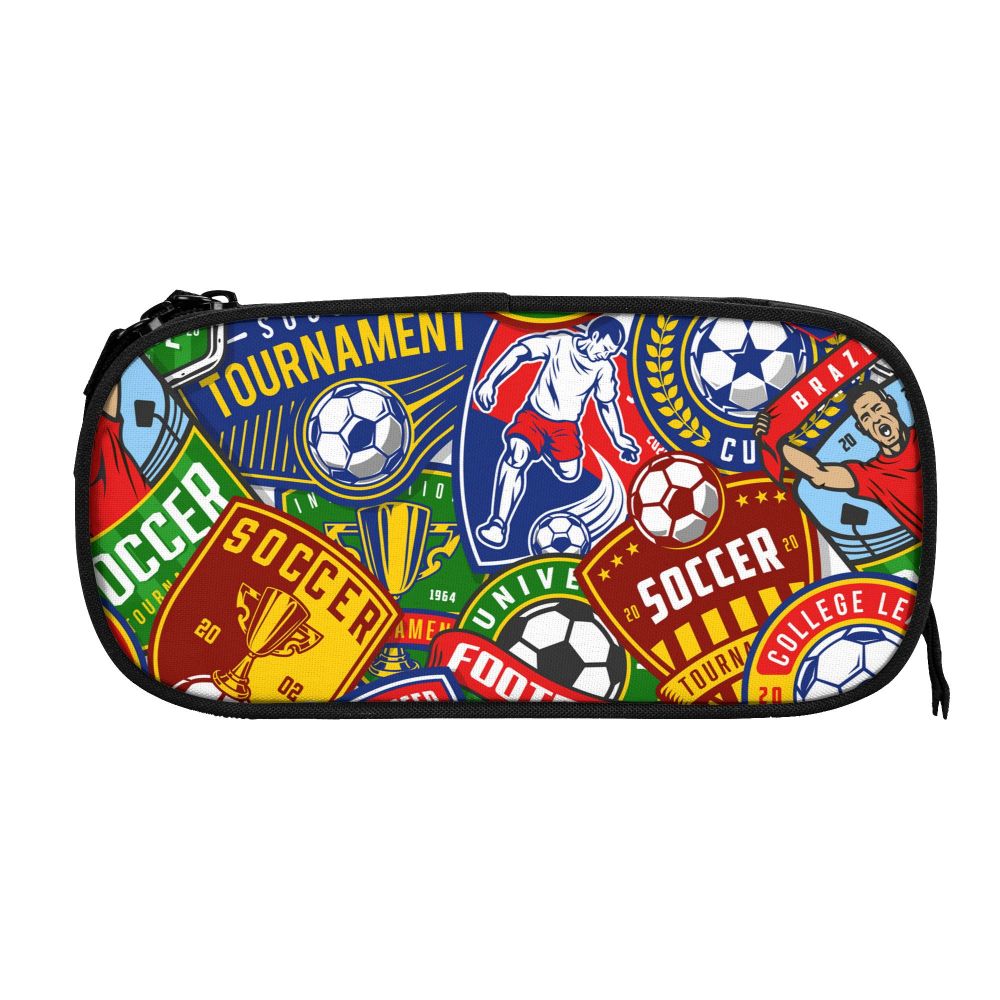 kawaii futebol esporte padrão de futebol collage lápis caso para meninas meninos personalizado grande armazenamento caneta caixa saco material escolar