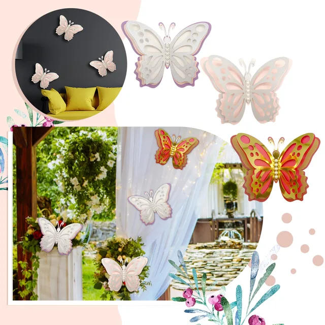 3D Four-Layer Hollow Butterfly Wall Sticker Wedding Decoration Festival  Home Decor Wallpaper Pearl Paper Butterflies