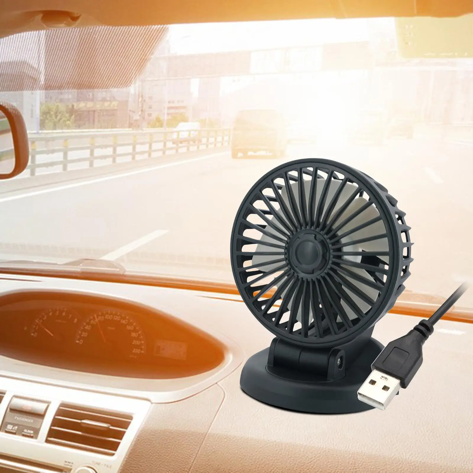 Rotatable Portable Fan for Car 2 Speeds Adjustable Air Circulation Fan Car Cooling Fan for Boat RV Vehicle SUV Truck