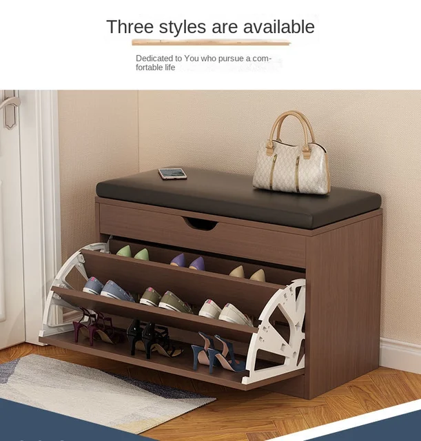 Wood Shoe Rack for Entryway, 3-Tier Shoe Rack Bench for Front Indoor  Entrance, Shoe Storage Organizer, Cushion Seat Shoe Cabinet - AliExpress