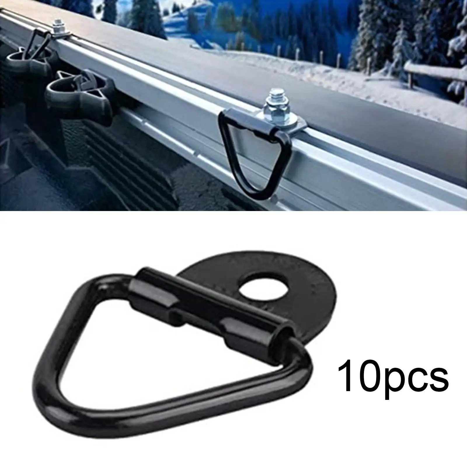 2x 10Pcs D Rings  Anchors, Stainless Steel Pull Hook Black Lashing    for Boats Loads on Case Truck Trailers