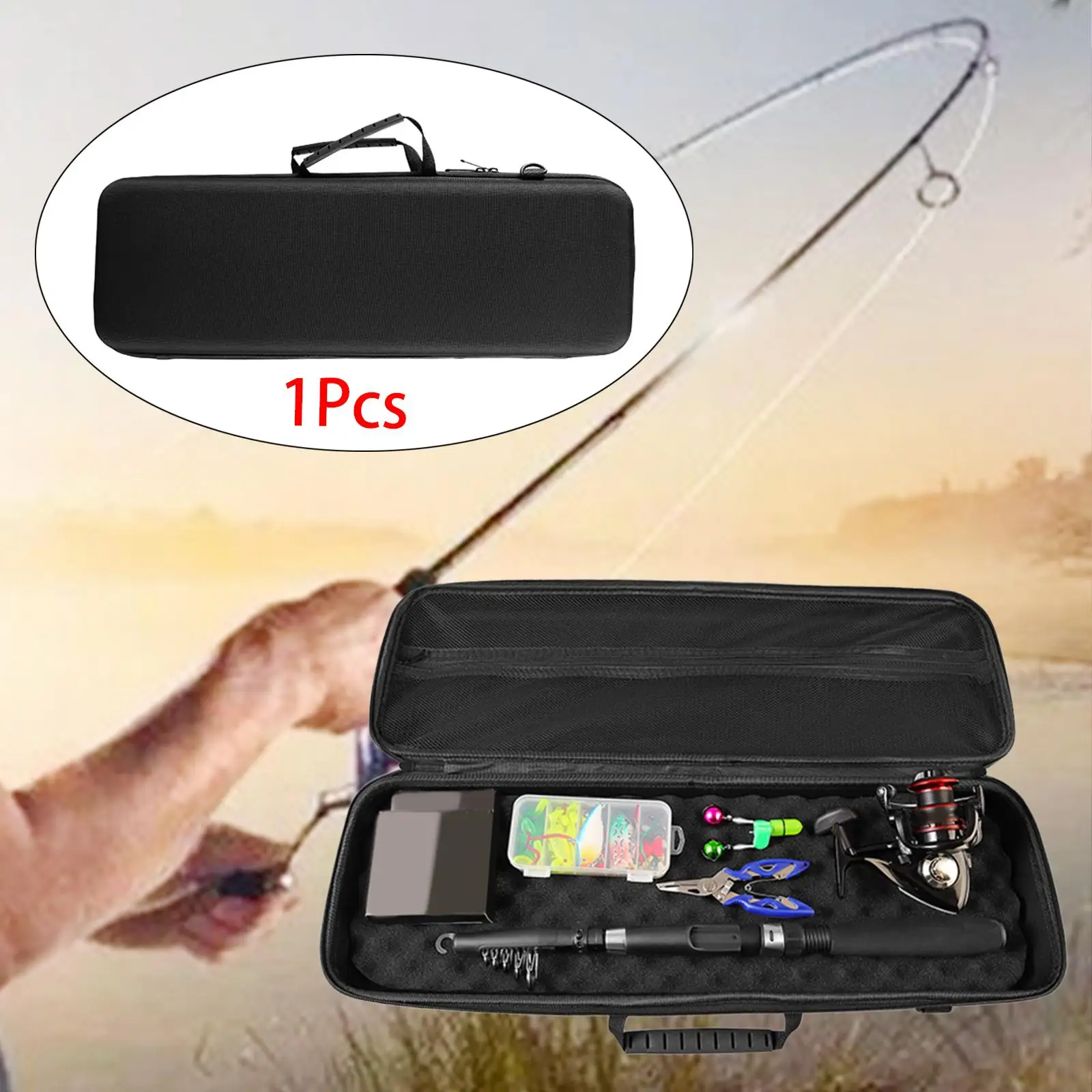 Fishing Rod Reel Bag Gear Fittings Equipment Sturdy Lightweight Practical with Strap Wear Resistance Organizer Travel Carry Case