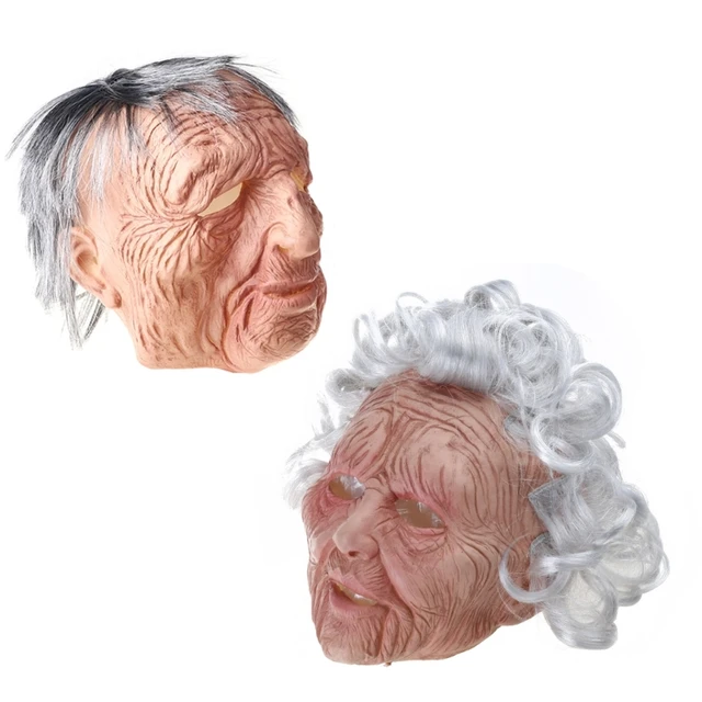 Bald Wig Funny Old Lady Wigs Masquerade Supplies Wig Head Mask Costume  (Black) - AliExpress