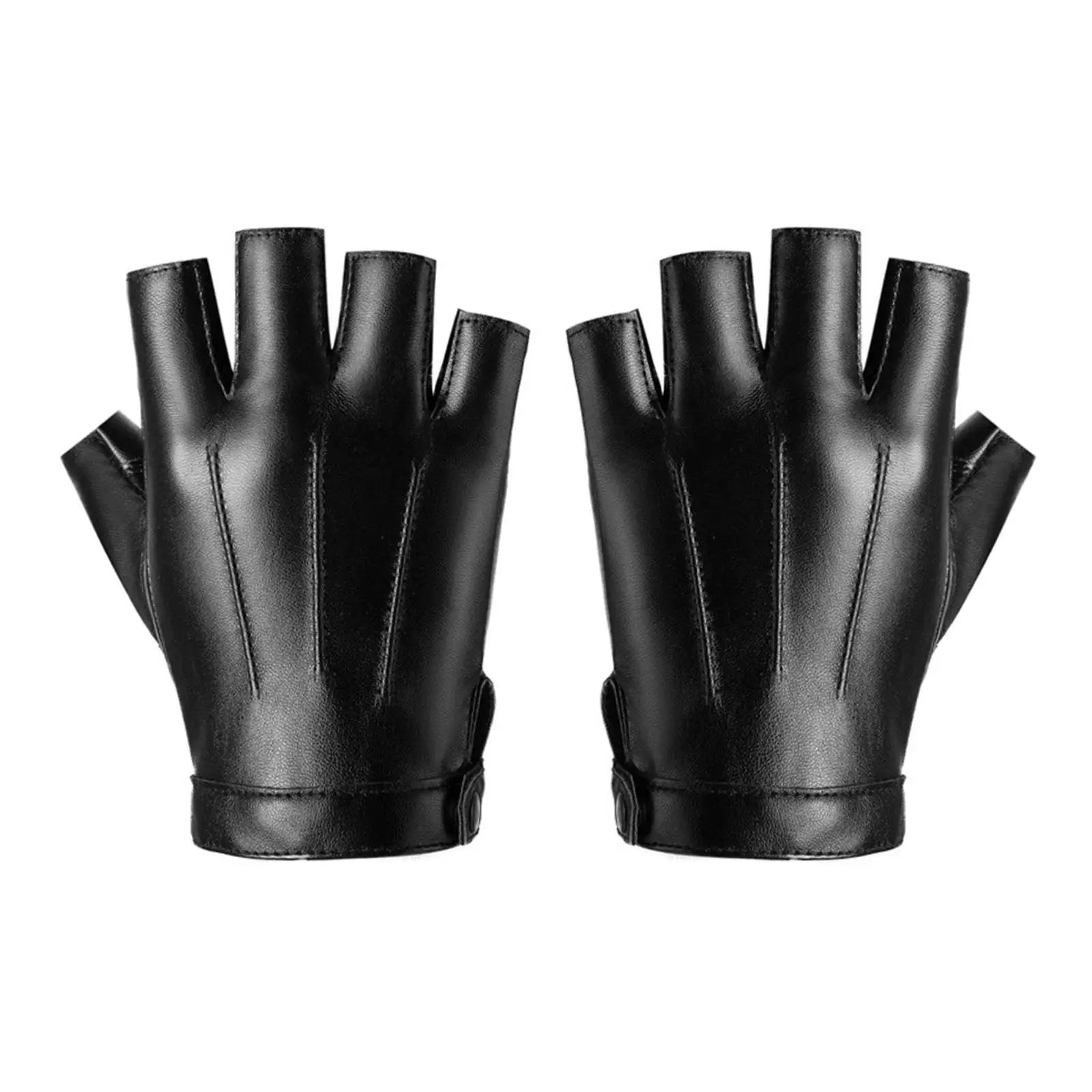 Wear Resistant PU Leather Gloves Mittens Shockproof Breathable Half Finger Gloves for Driving Outdoor Workout Training Cycling