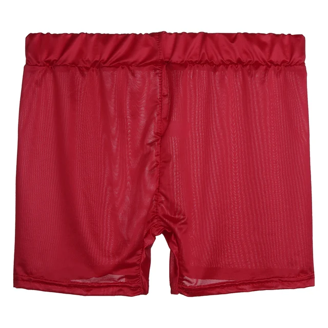 Womens Stretchy Low Rise Short Pants Semi See-through Shorts Glossy  Underwear Nightwear Beach Pool Swimming Shorts