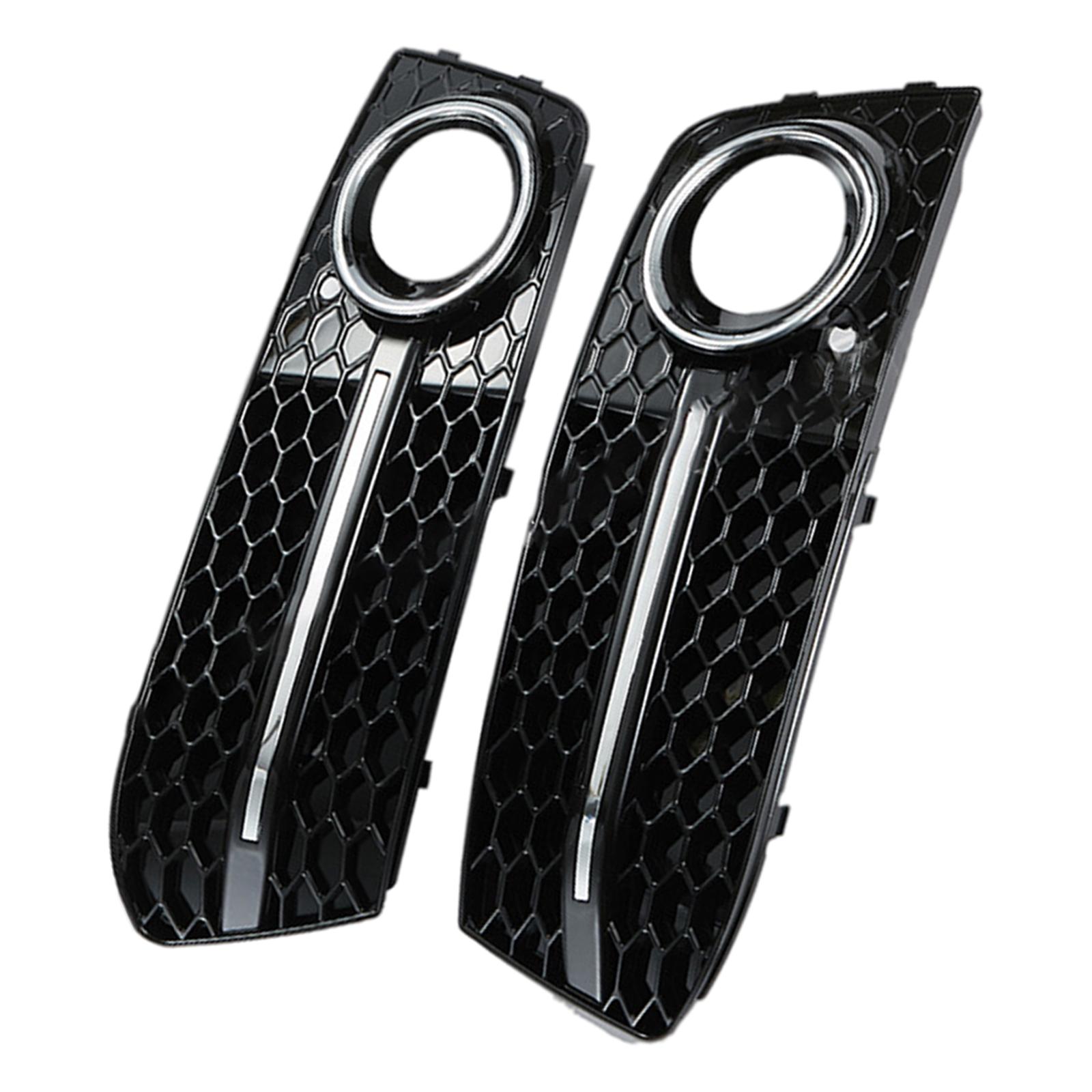 Pair of Front Fog Light Grille Replaces ABS Plastic Black Lamp Grill for Audi A4 B8 2008-2012 for A4L RS4 S4 Front Bumper