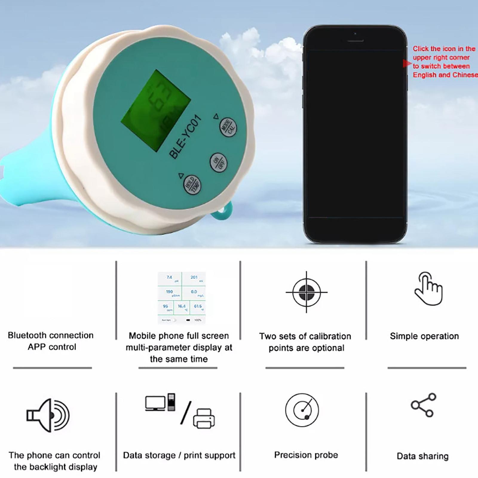 Water Quality Tester LCD 6 in 1 PH EC CL Tds Temp Total Dissolved Solids Orp Tester Water Quality  for Swimming Pool SPA