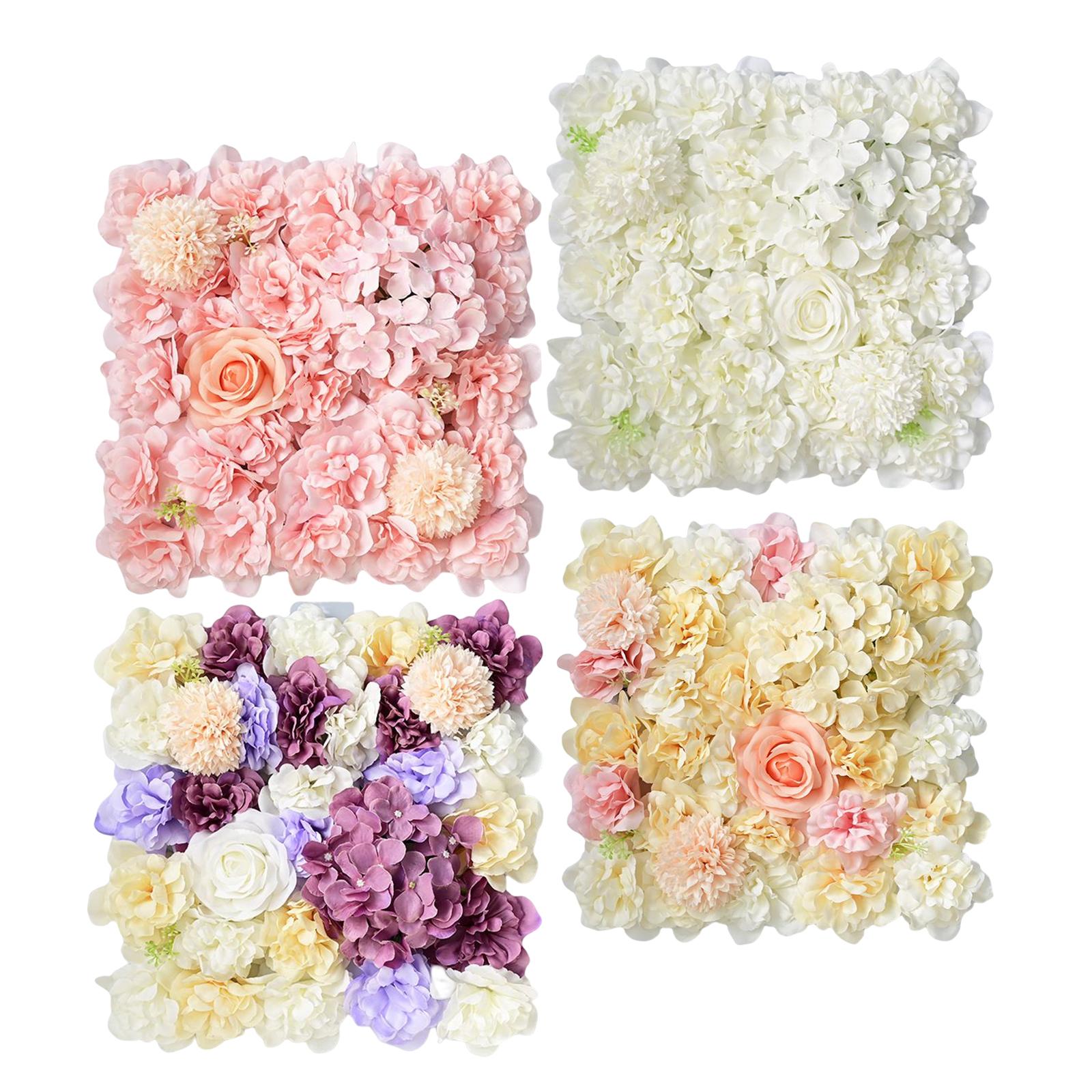 Artificial Flower Wall Panel Silk Rose Flower Mat Screen Romantic Backdrop for Wedding Party Photography Venue Home Decoration