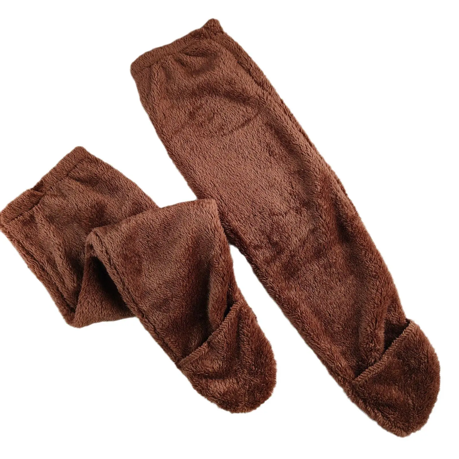 Plush Leg Warmer Foot Wrap Long Stocking Womens Knee High Socks Slipper Stockings Thigh High Socks for Bedroom Apartment