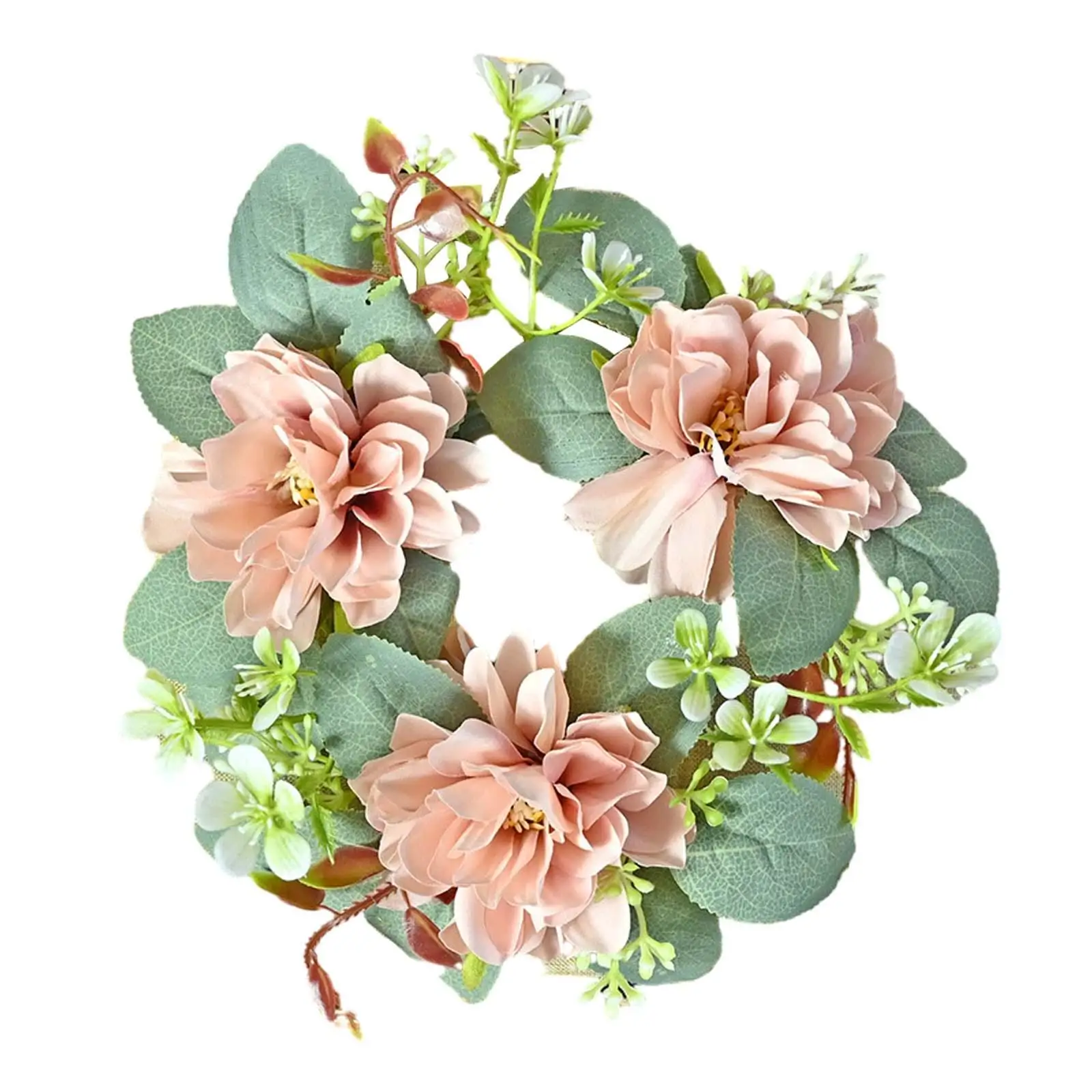 Christmas Candle Ring Wreaths Small Artificial Wreaths Candle Holder Rings Candle Garland for Party Festival Decoration