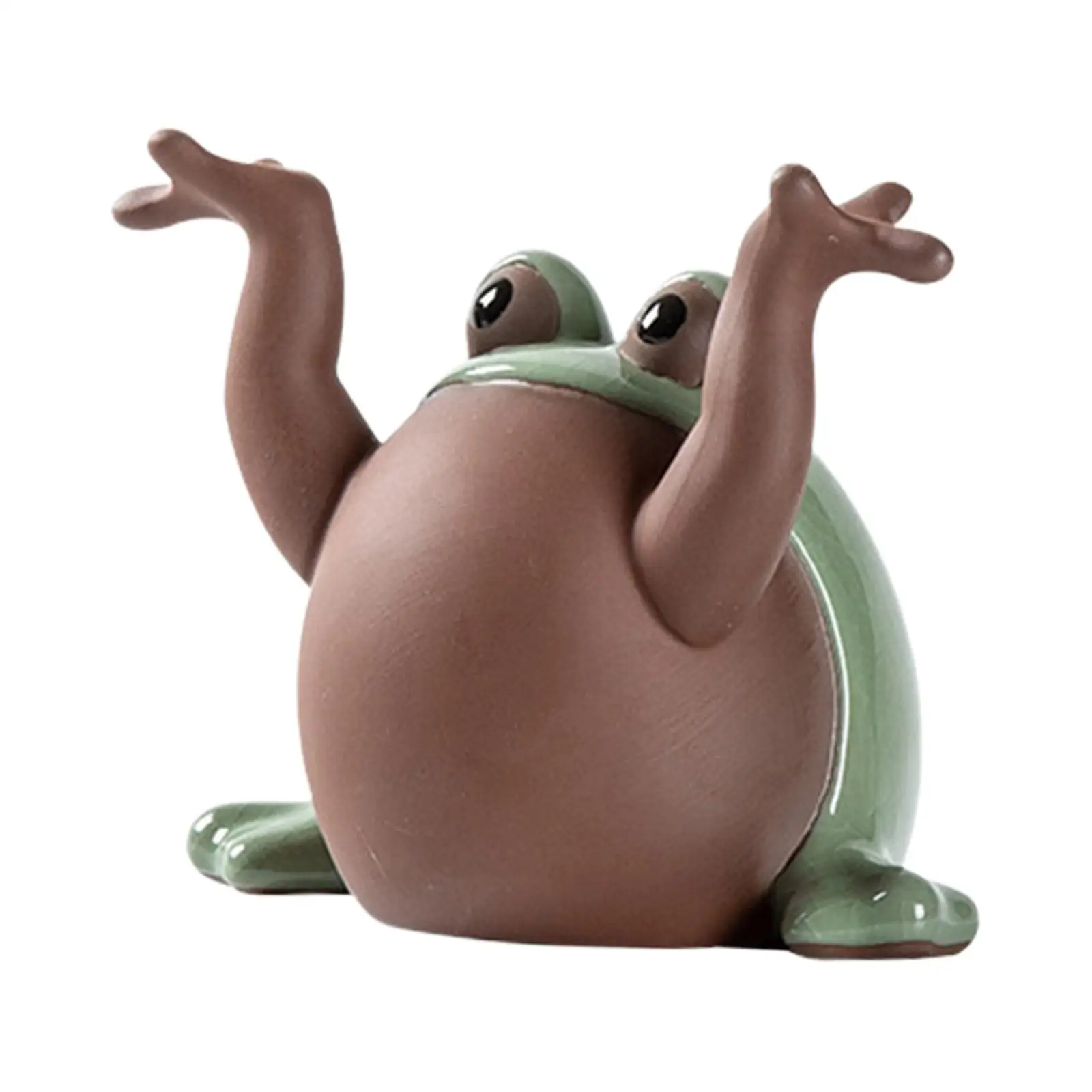 Tea Pet for Kungfu Tea Figurine Collection Ornament Frog Statue Sculpture for Tea Room Living Room Bedroom Table Centerpiece