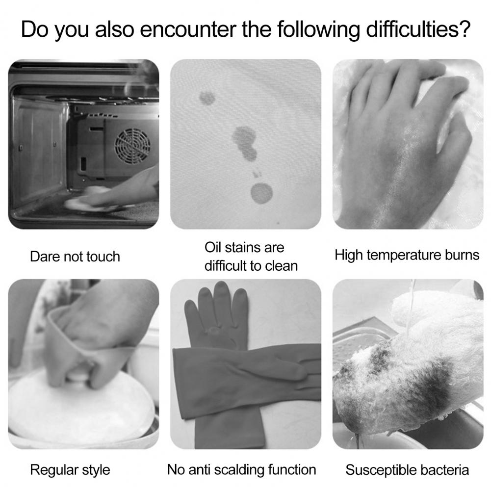 Durable Oven Mitt Silicone Soft Cotton Lining Oven Glove Anti-Scalding Anti-Slip Heat Resistant Microwave Glove Kitchen Supplies