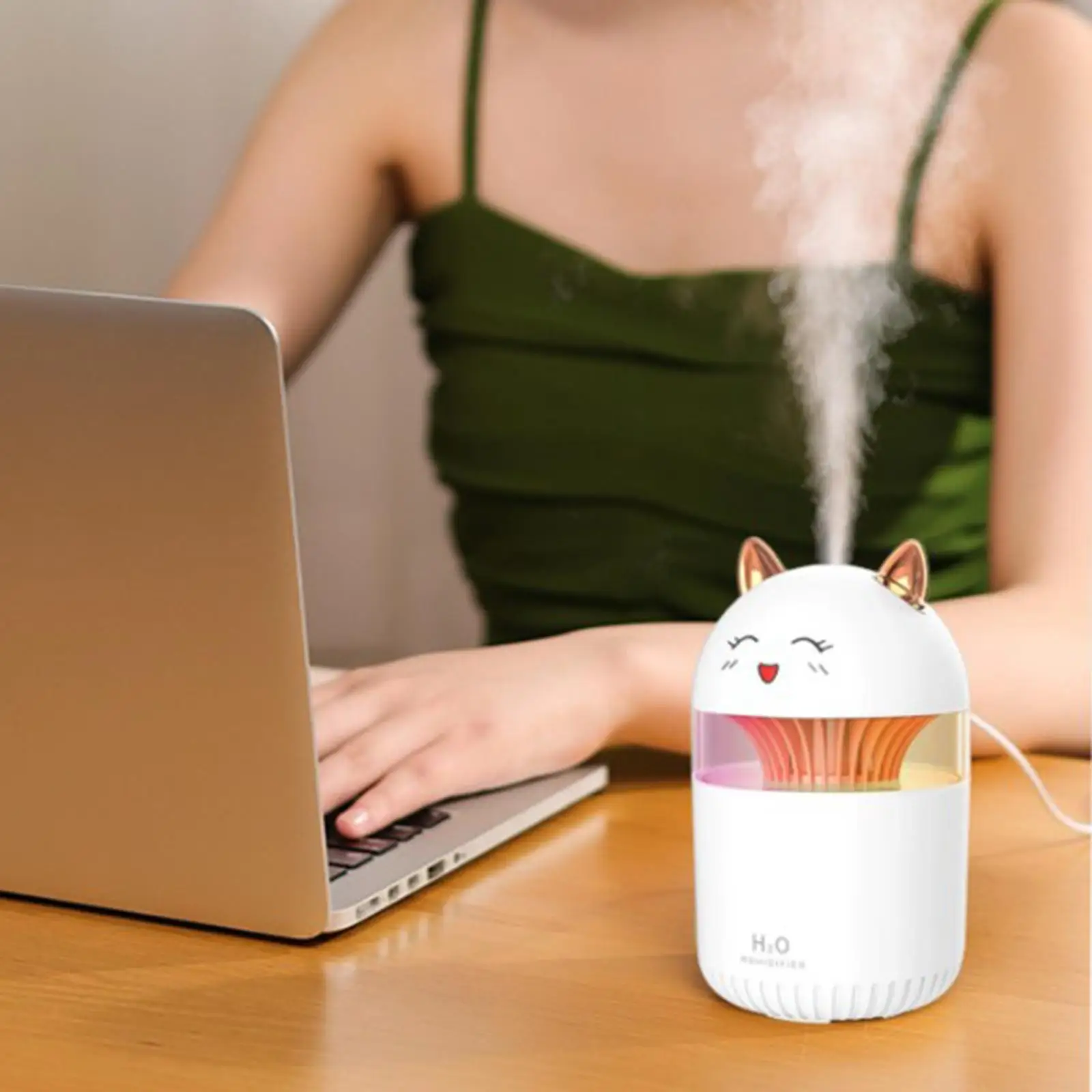 Portable Small 300ML Humidifiers - USB Desktop Humidifier for Plants, Office, Car,  with Night Light  Humidifier