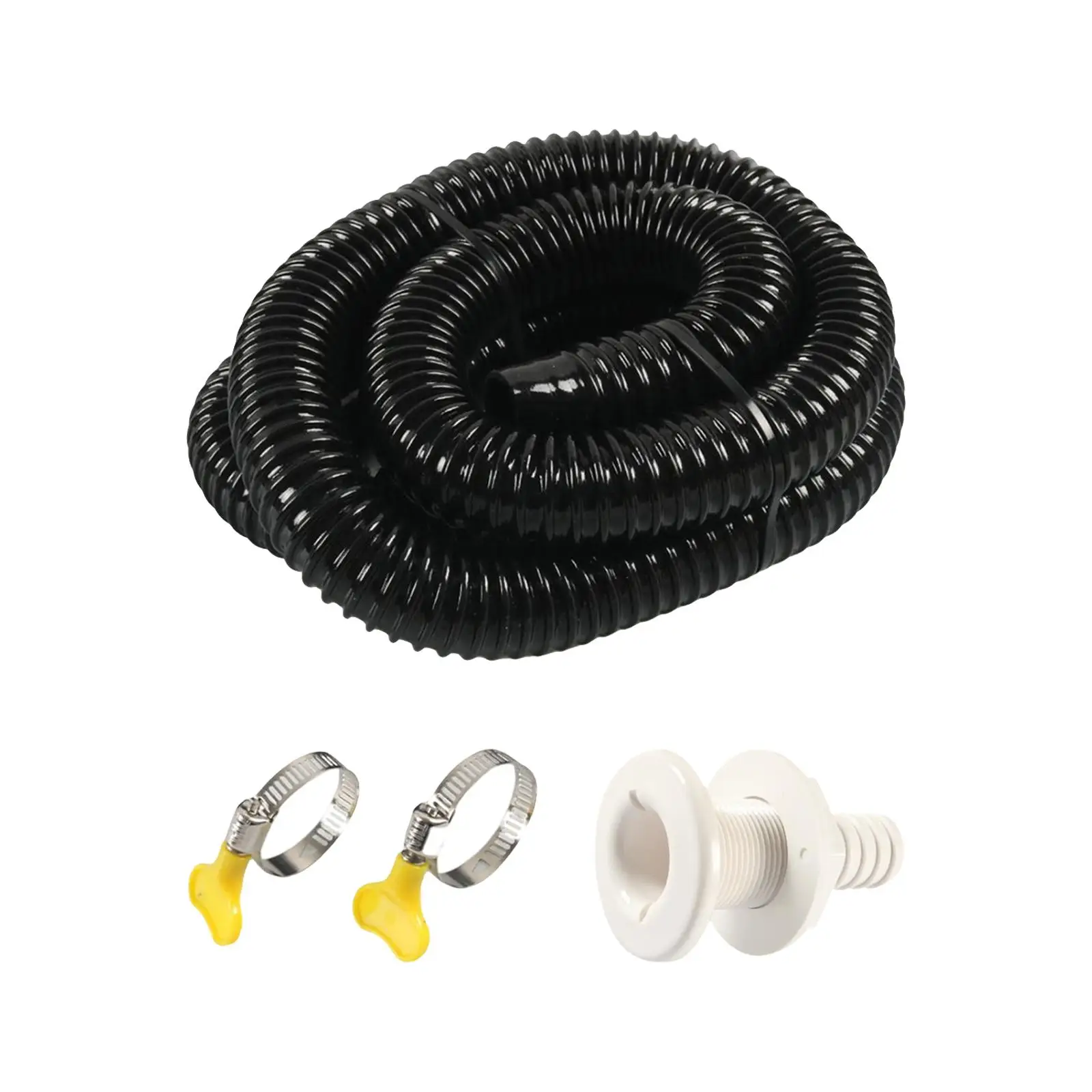 thru Hull Fitting 6ft Marine Bilge Pump Hose Installation Kit Black Bilge Pump