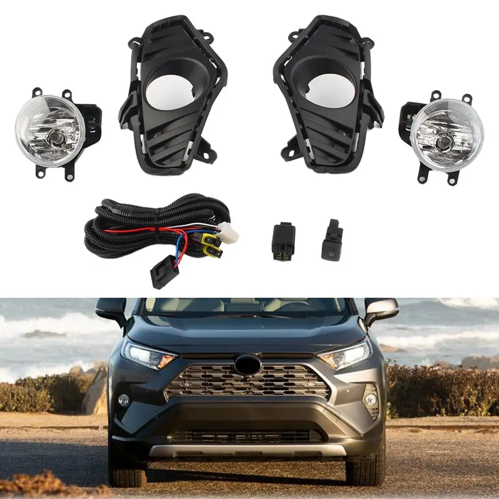 Bumper Bezel Cover LED Fog Lights Lamps Switch Wire Harness for Toyota RAV4 20-21 ,Extremely Bright Illumination Premium