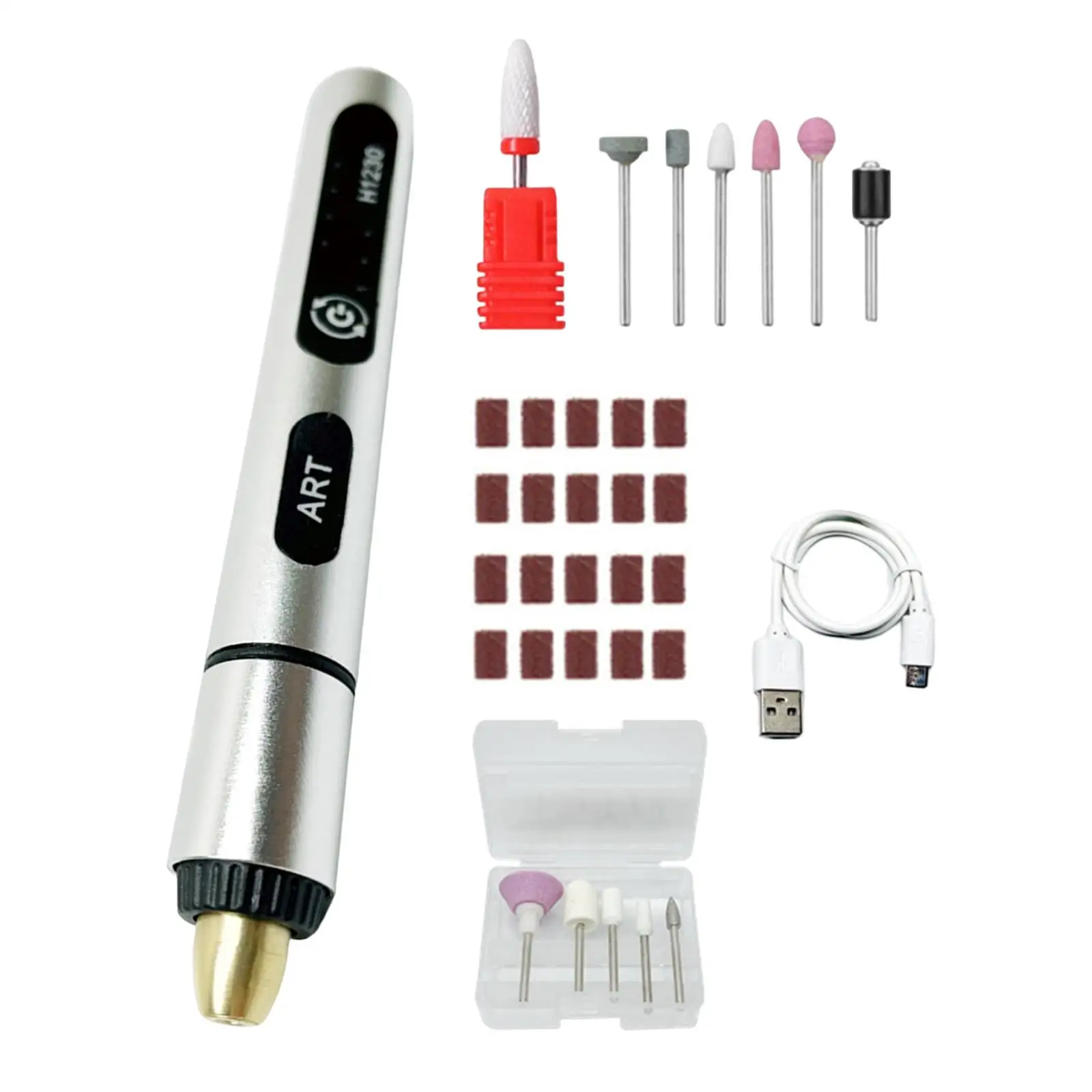 Electric Nail File Drill Kit USB Charging Pedicure Manicure Pen Sander Polisher Mini DIY Engraving Tool Kit for Crafts Etching