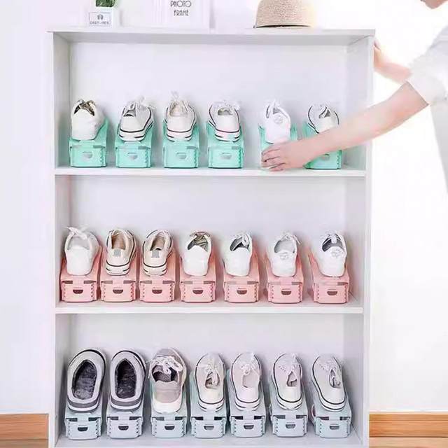 1pc Random Color Space-saving Double-layer Shoe Storage Rack Shoe Holder  Cabinet Organizer For Sneakers, Flip-flops, Sandals