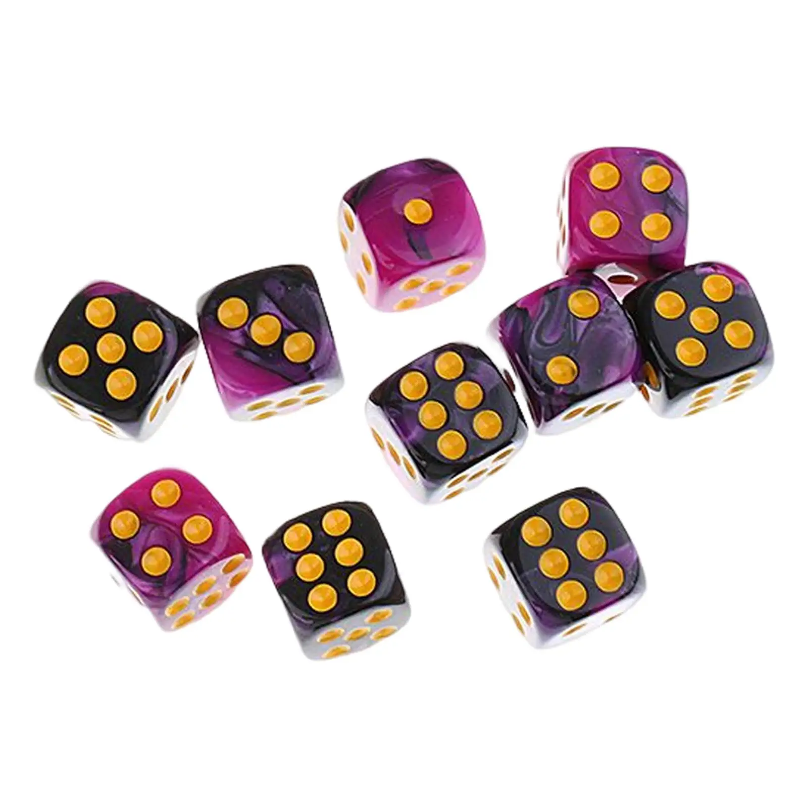 Set of 10 Six Sided Dices Set D6 12mm for DND Role Playing Board Game Math Teaching