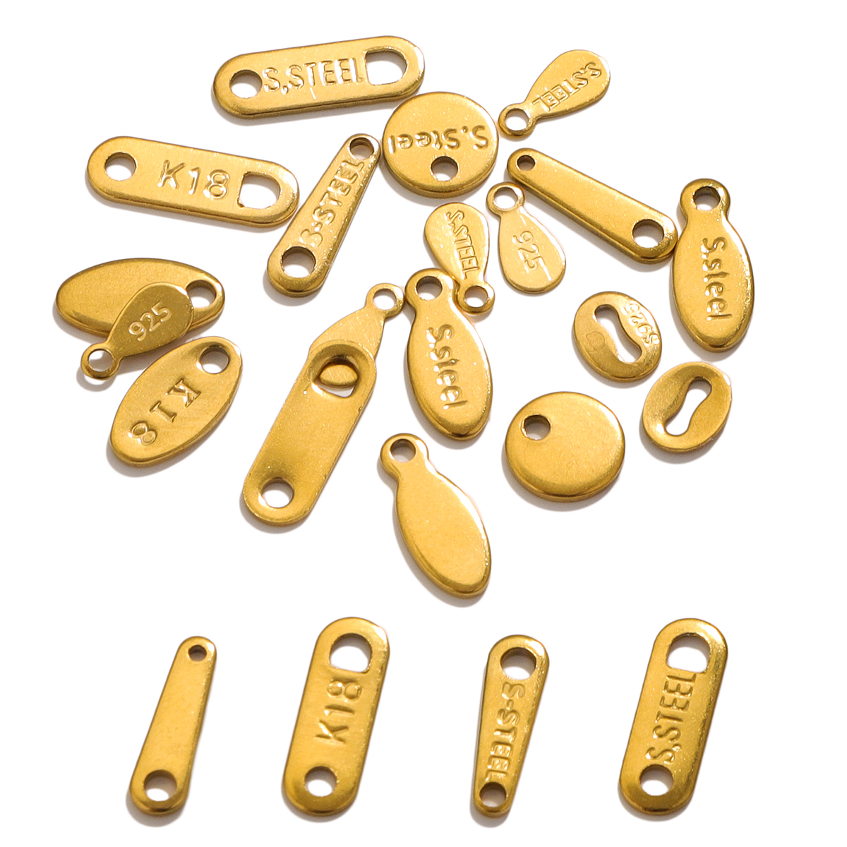 50 Stück Edelstahl 18 Karat vergoldet, ovale Charm-Anhänger, kleine Verlängerungskette, Anhänger, DIY-Designer-Schmuckherstellung – Detail 2