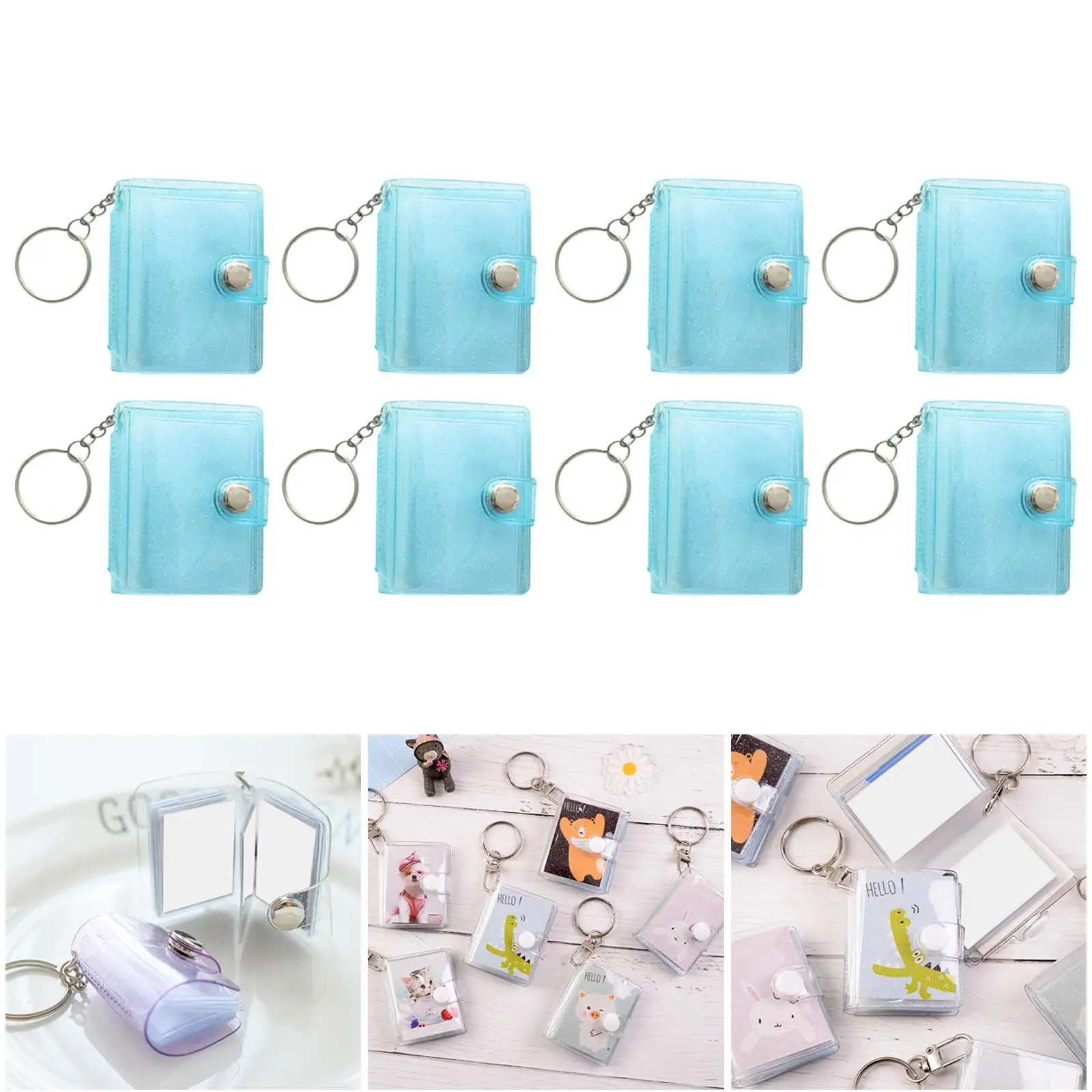 Mini Album Binder Picture Storage, Card Business Keychain Card Cover Hanging Organizer for Anniversary Memory