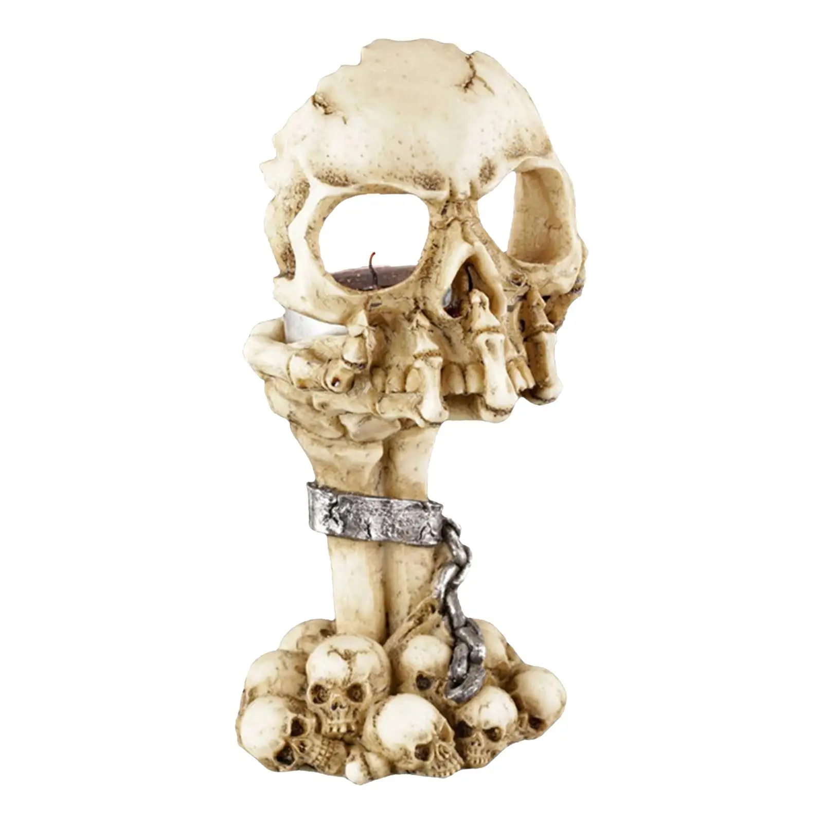 Skull Candle Holders Ornament Decorative for Outdoor Dining Table Spooky Bar
