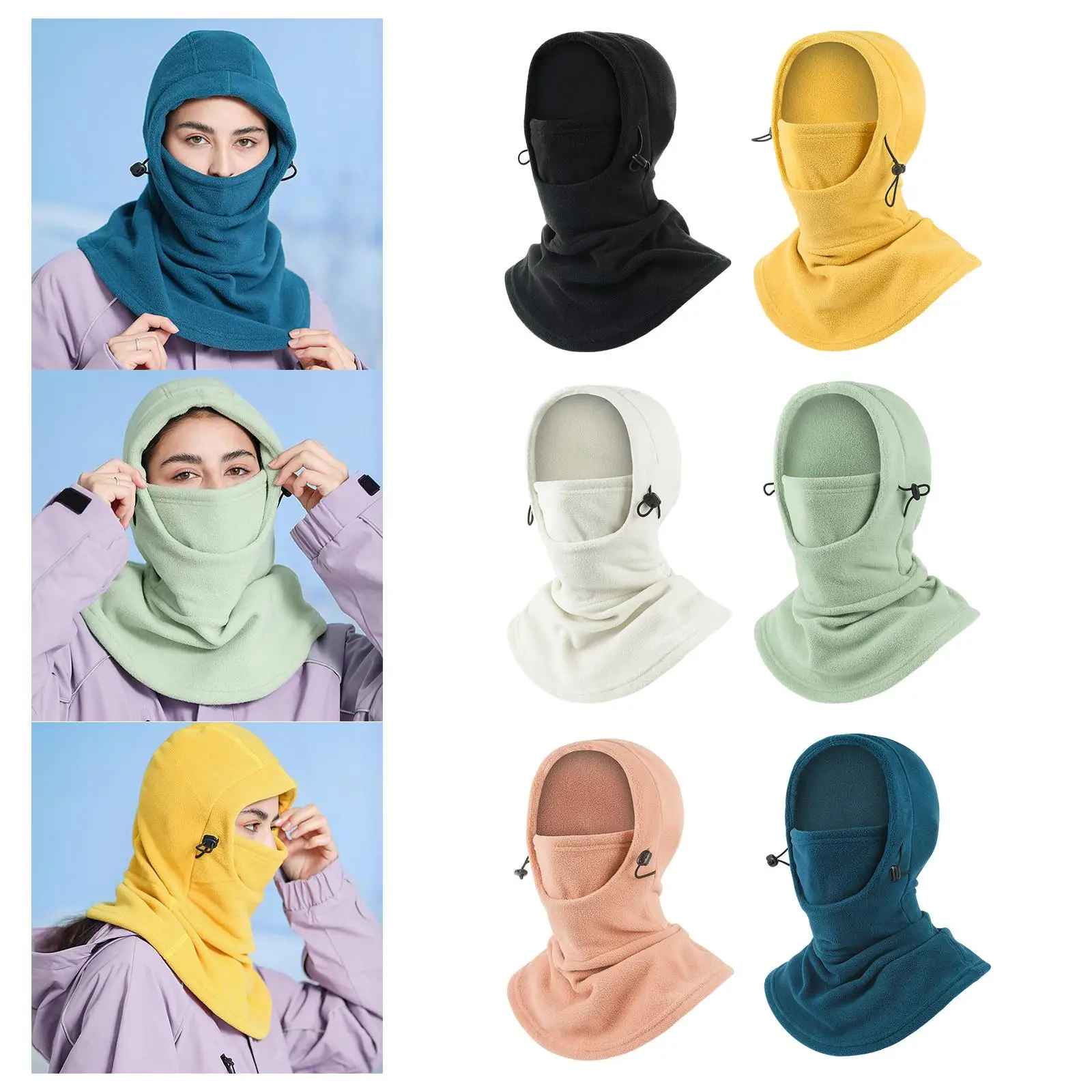 Thermal Fleece Balaclava Hat Hooded Neck Warmer Cycling Face Mask Outdoor Winter Skiing Sport Face Mask Men Cycling Masked Caps