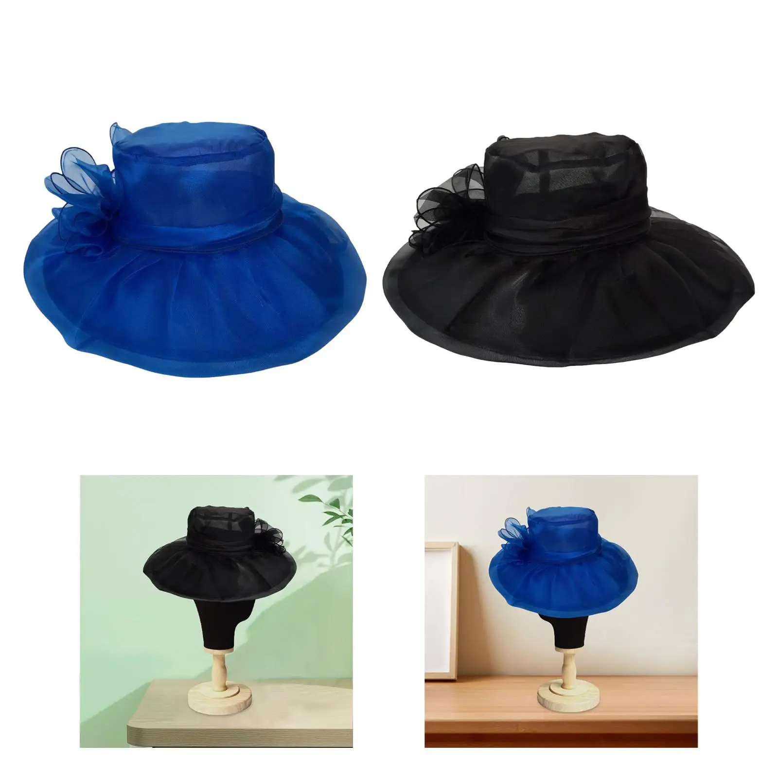 Fascinator Hat for Women Church Derby Hat Sun Hat Organza Hat for Stage Performance Hiking Cosplay Vocations Outdoor