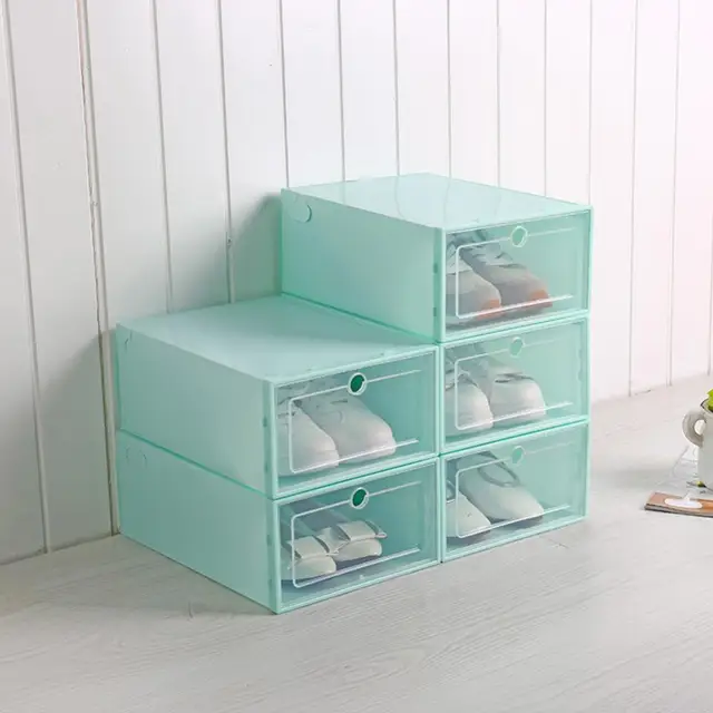 Clear Pp Dust-proof Stackable Flip Drawer Shoes Box Storage Container  Organizer - Shoe Hanger - AliExpress