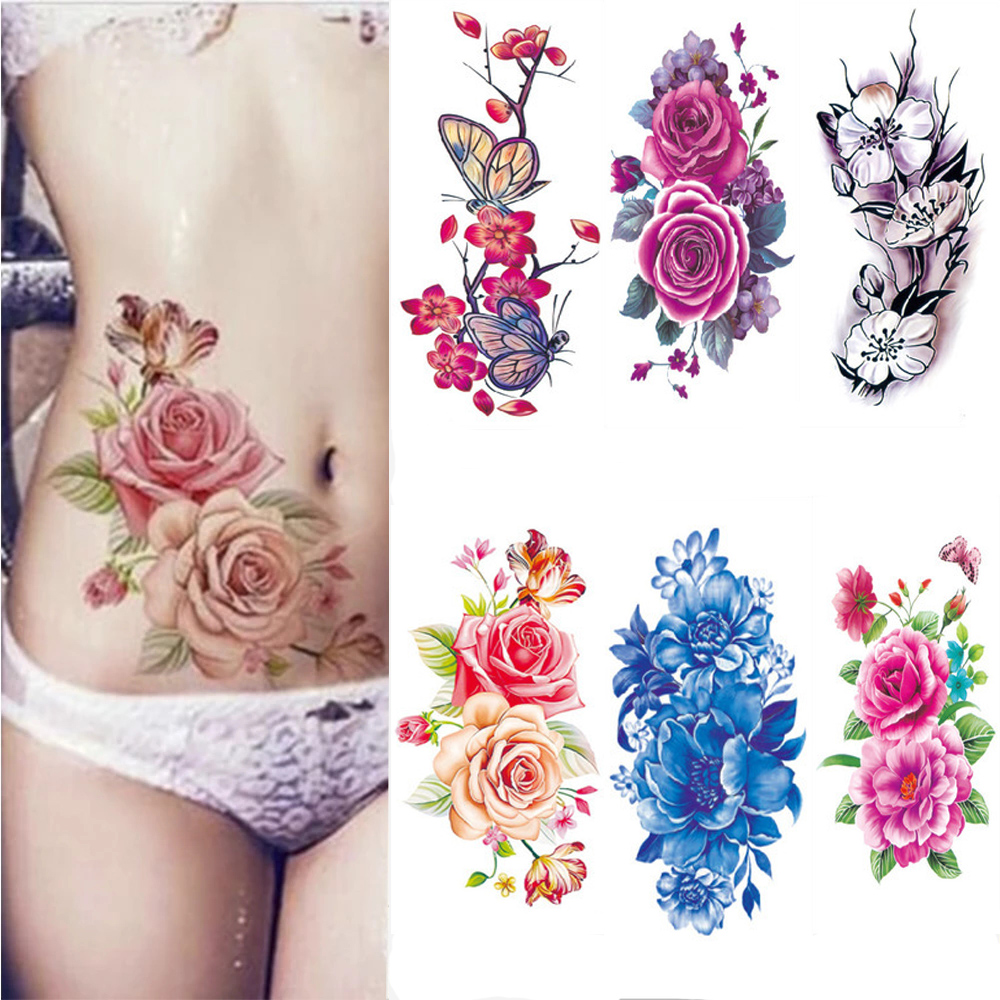 Best of Anime Rose Flowers Temporary Tattoos Stickers Waterproof Arm Shoulder Fake Tattoo For Women Make Up Big Flash Tattoo On Body Art Reviews & Tips