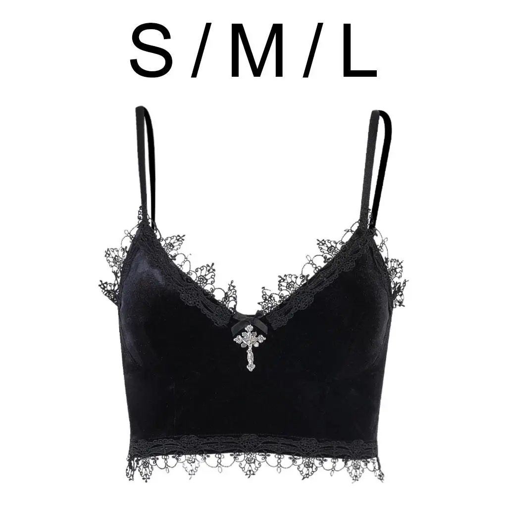 Gothic Women Crop Tops Camisole Female Vest Tank Top Girls Spaghetti Strap