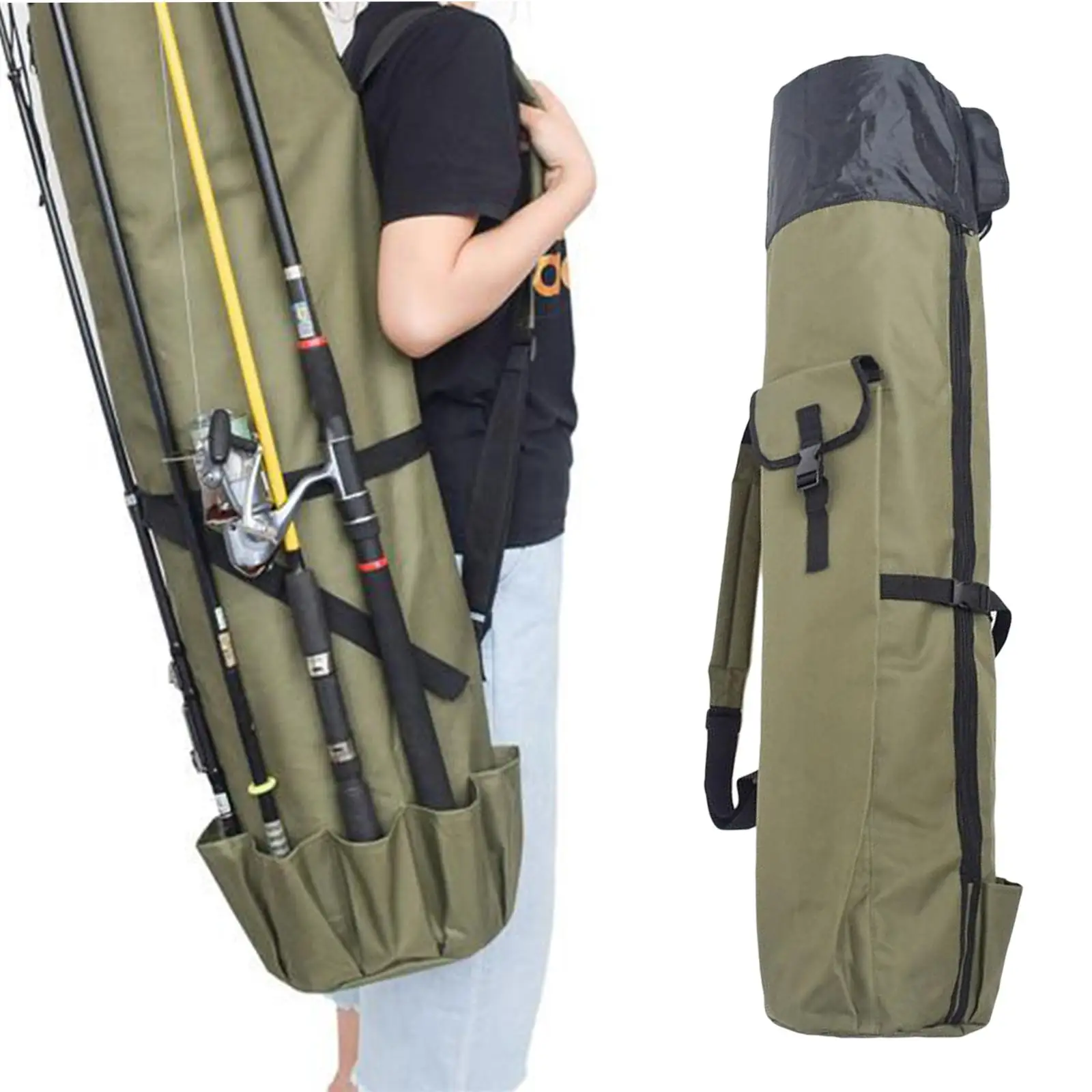Waterproof Fishing Tackle Bag Fishing Rods Holder Travel  Case Pole Tools Storage  Holds 5 Poles