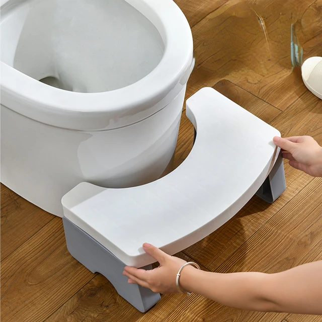 Satauko Tabouret de toilette accroupi pour salle de bain, marchepied de  toilette en bois avec tapis antidérapant, marches d'aide à la propreté pour