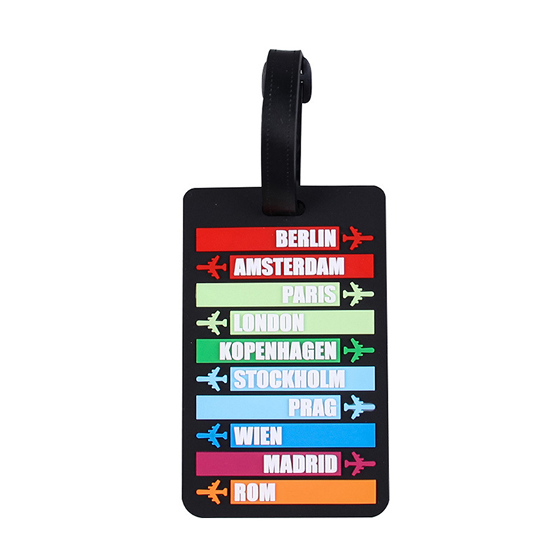 Landname Koffer Gepäck anhänger Mode Briefe Adress halter Gepäck etikett Silikon Kennung Reise zubehör – Detail 5